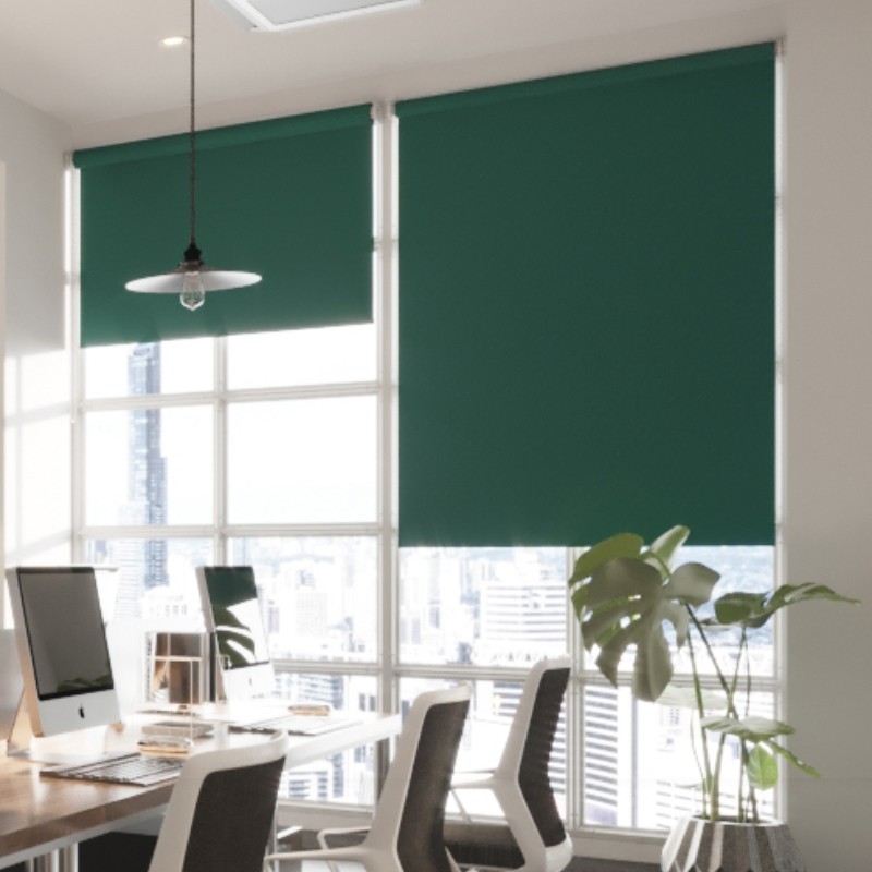 Commercial FR Turquoise Cordless Roller Blind