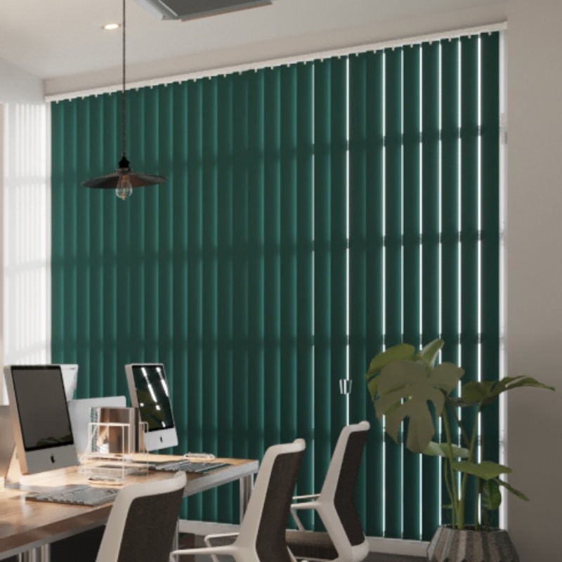 Commercial FR Turquoise Blackout Vertical Blind