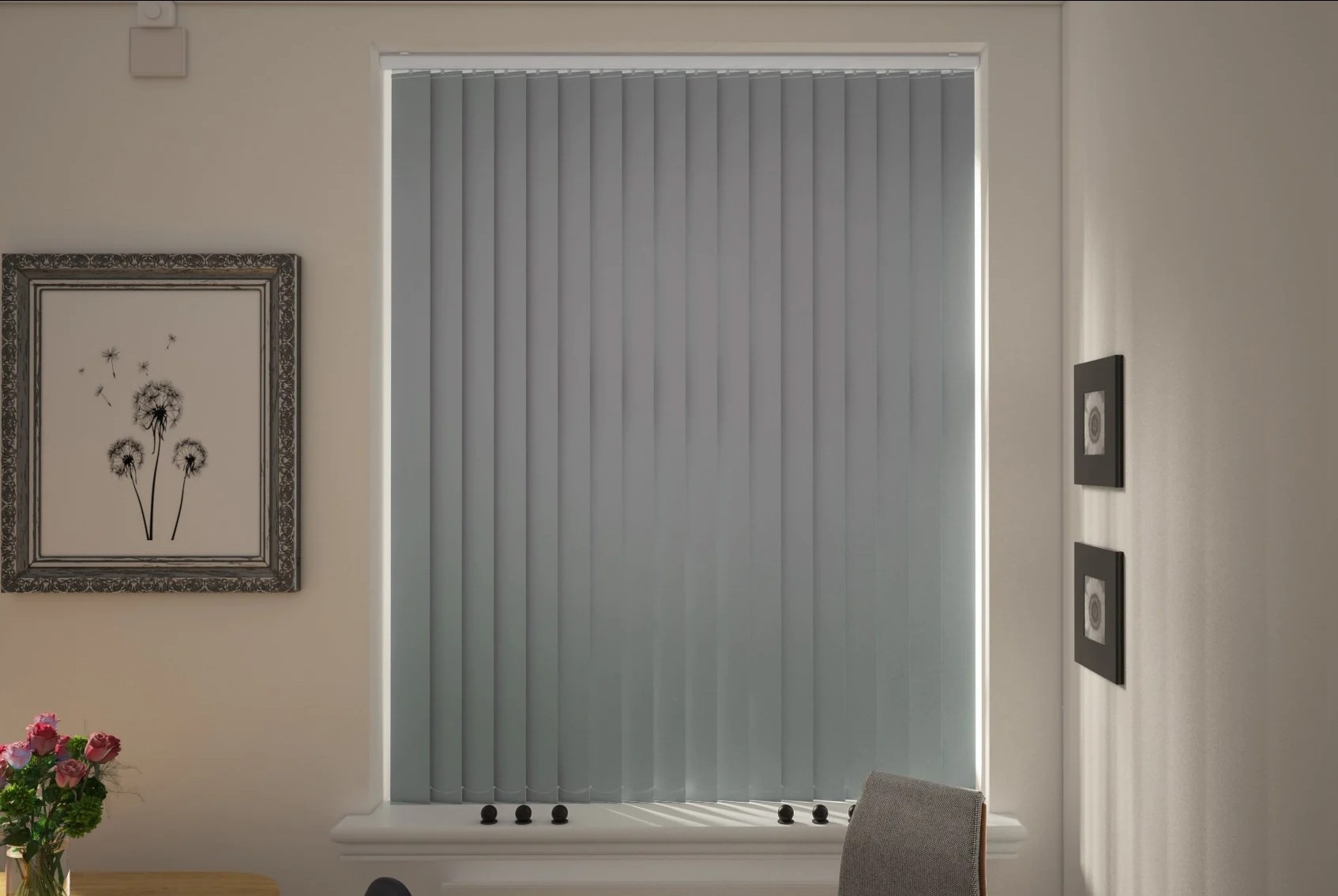 Milano Fossil Grey Blackout Cordless Vertical Blind