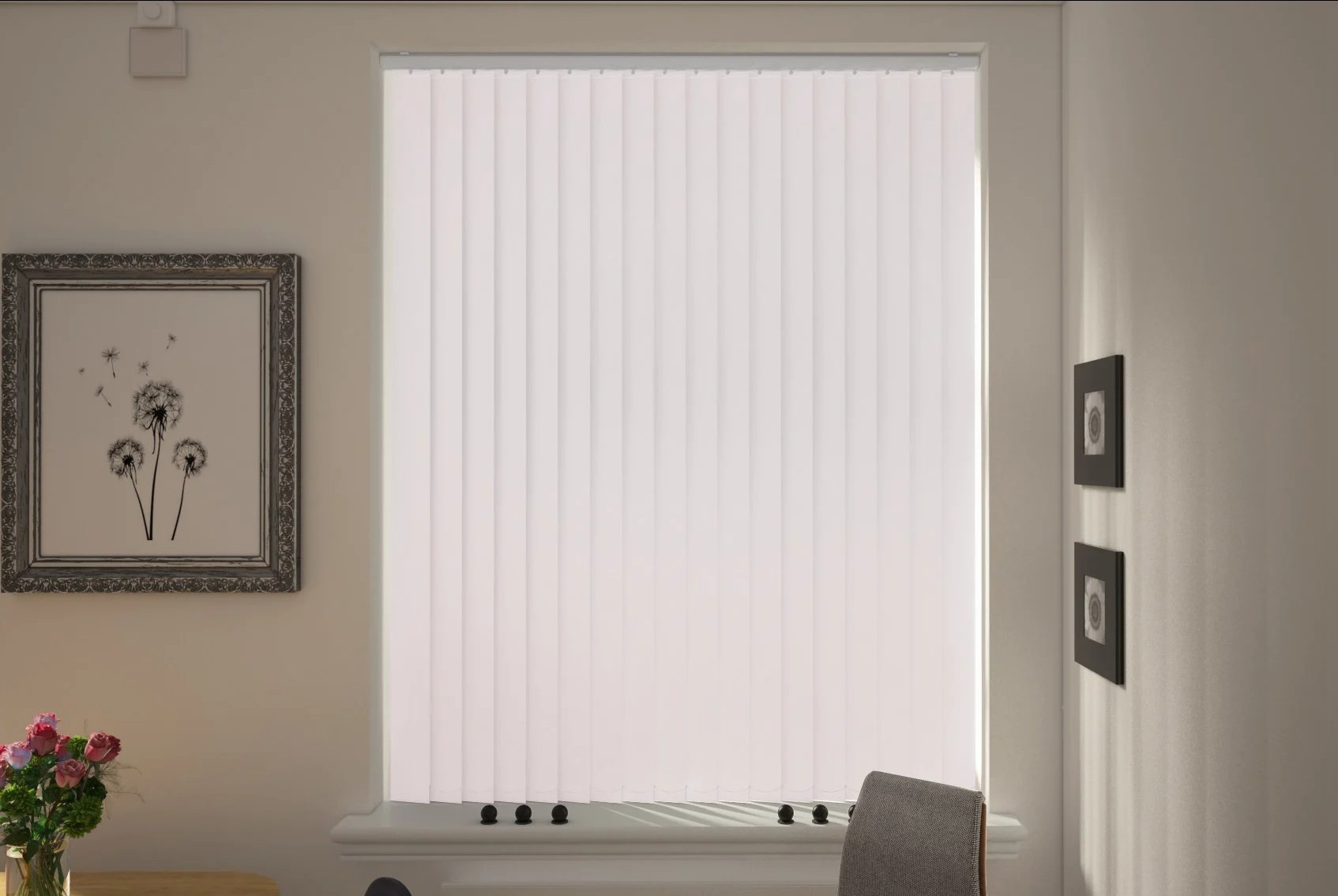 Milano White Blackout Cordless Vertical Blind
