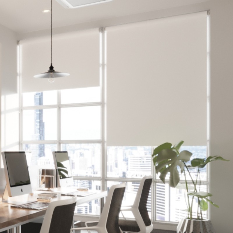 Commercial FR White Cordless Roller Blind