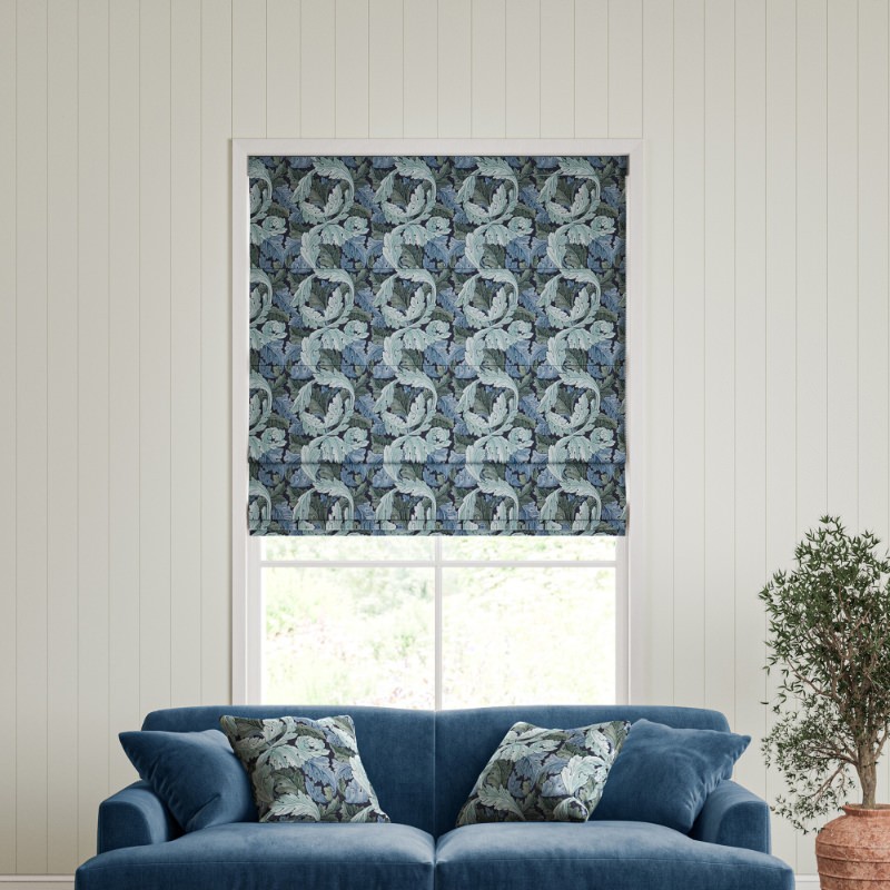 William Morris Acanthus Indigo Roman Blind
