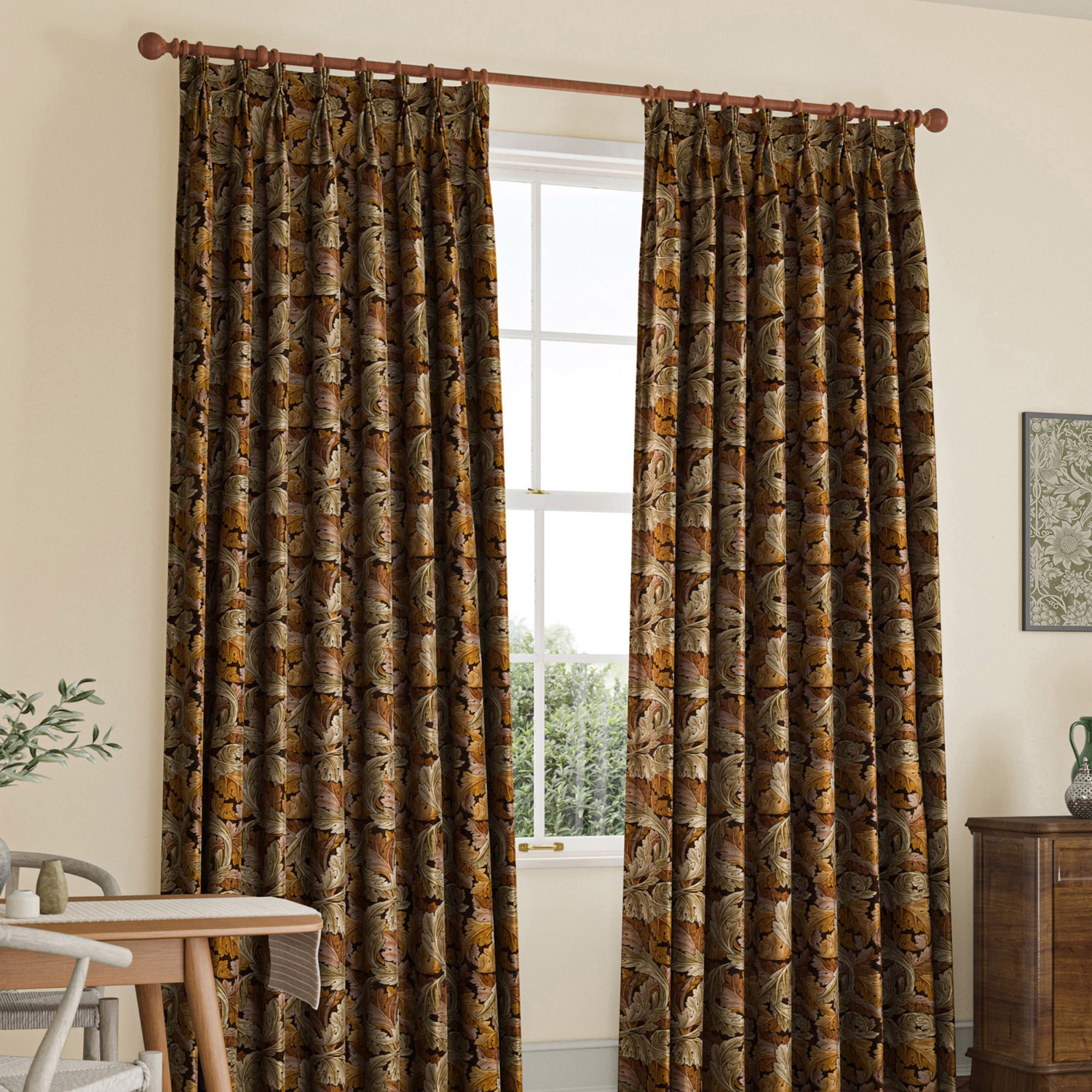 William Morris Acanthus Velvet Acorn Curtain