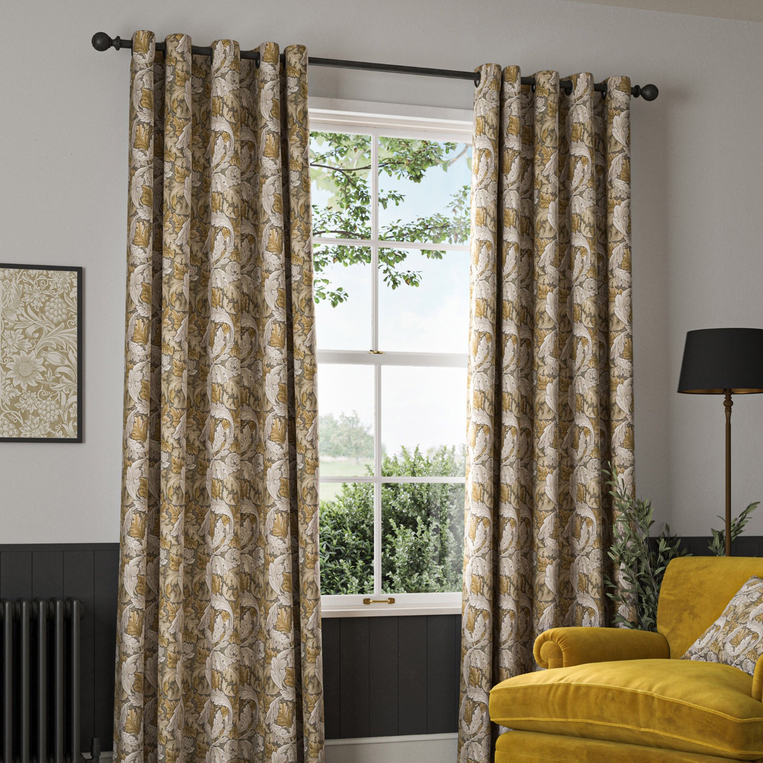 William Morris Acanthus Velvet Flint Curtain