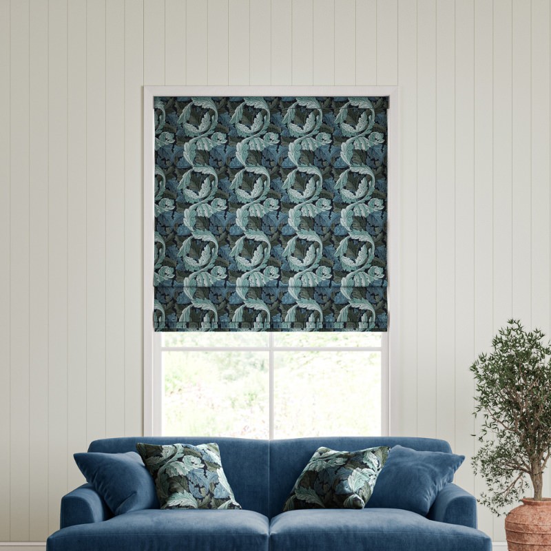 William Morris Acanthus Velvet Indigo Roman Blind