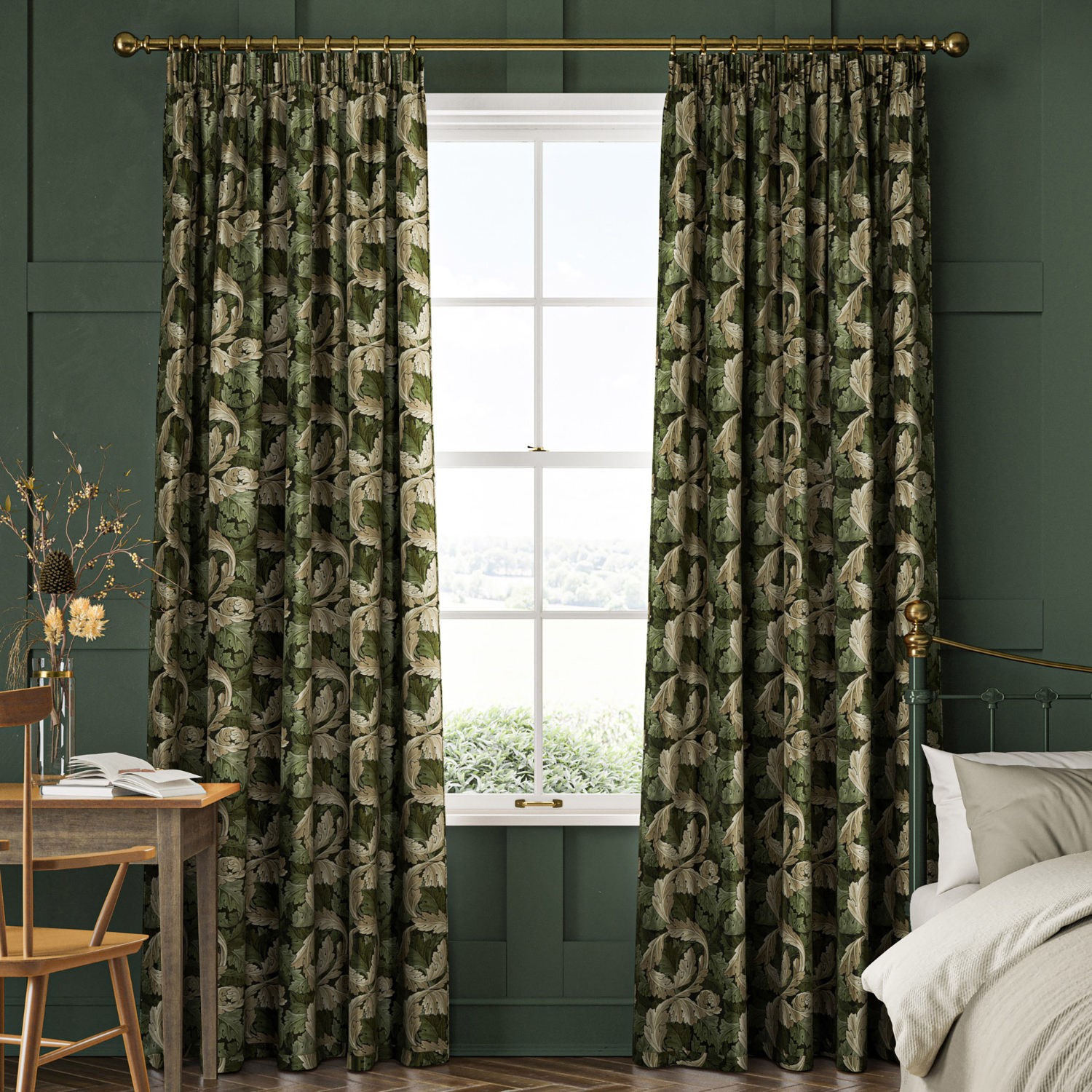 William Morris Acanthus Velvet Nettle Curtain