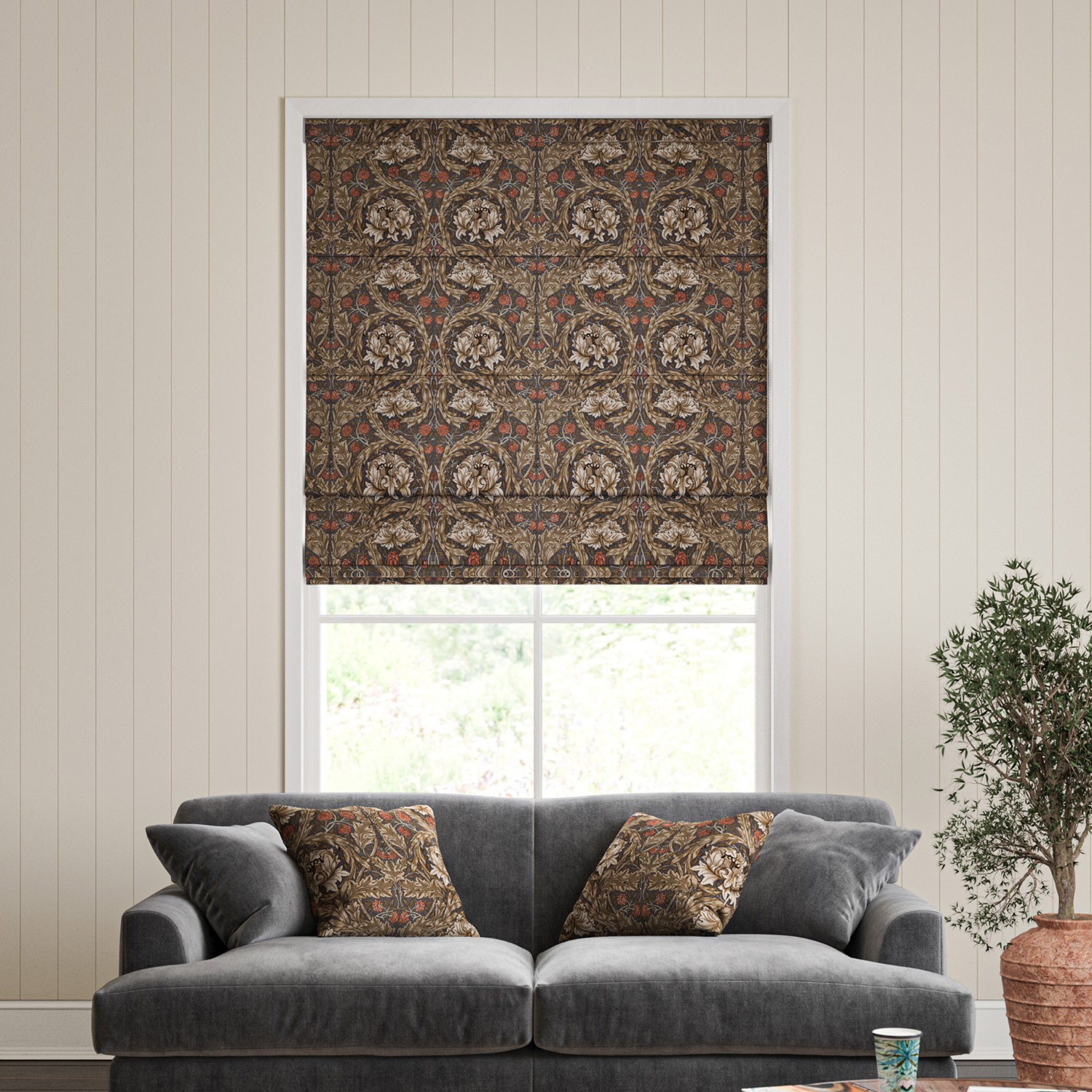 William Morris African Marigold Walnut Roman Blind