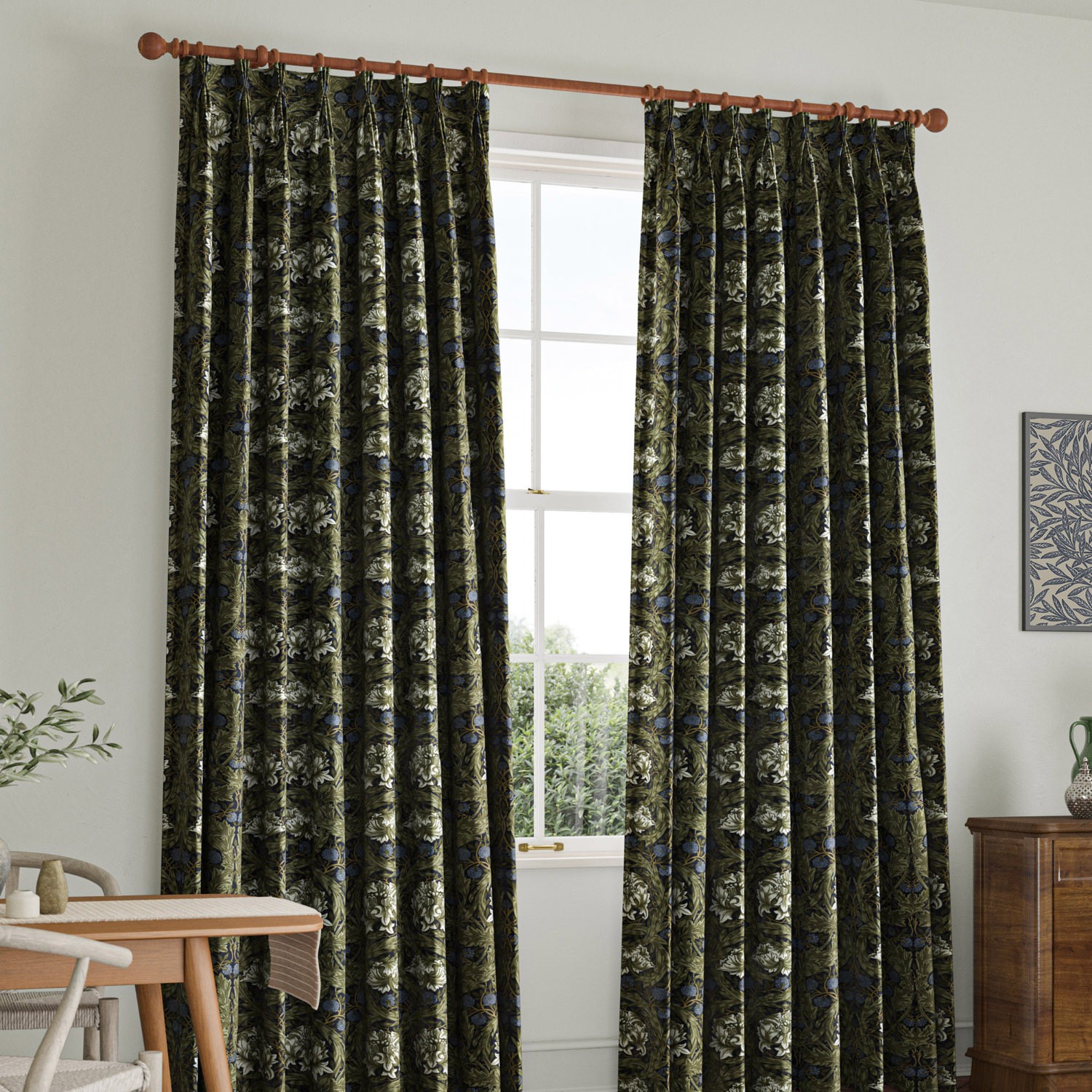 William Morris African Marigold Velvet Cornflower Curtain
