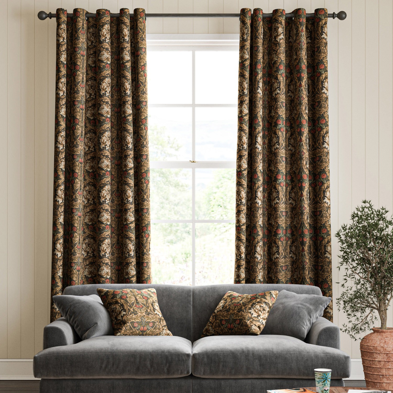 William Morris African Marigold Velvet Walnut Curtain