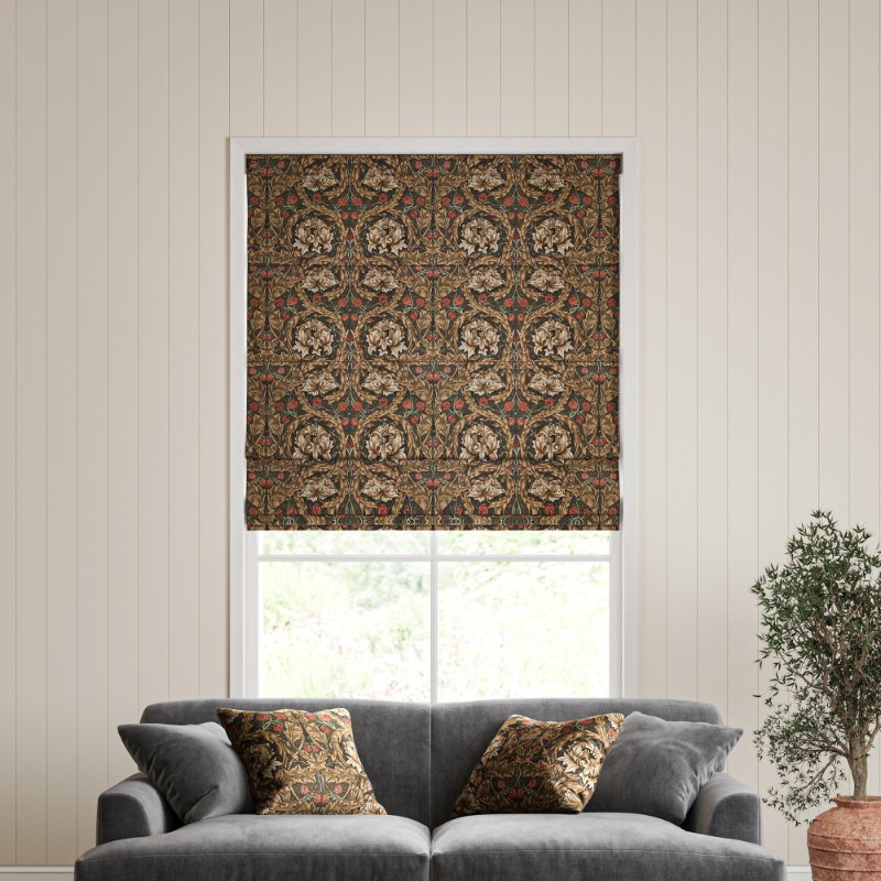 William Morris African Marigold Velvet Walnut Roman Blind
