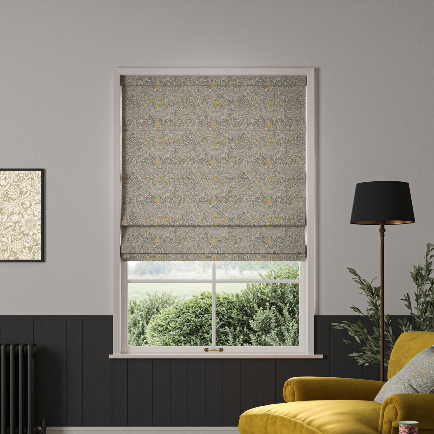 William Morris Larkspur Flint Roman Blind