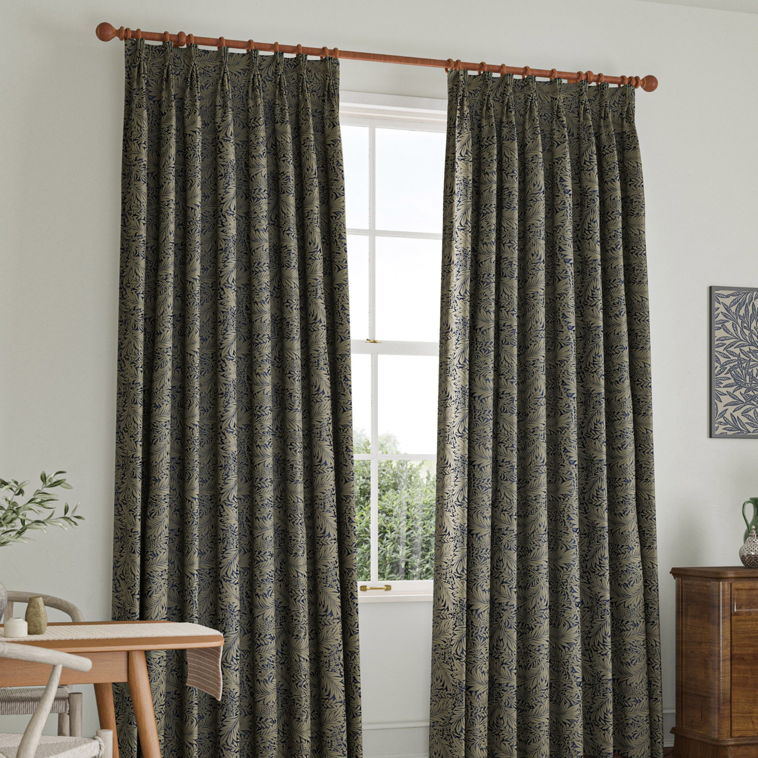 William Morris Larkspur Woven Indigo Curtain