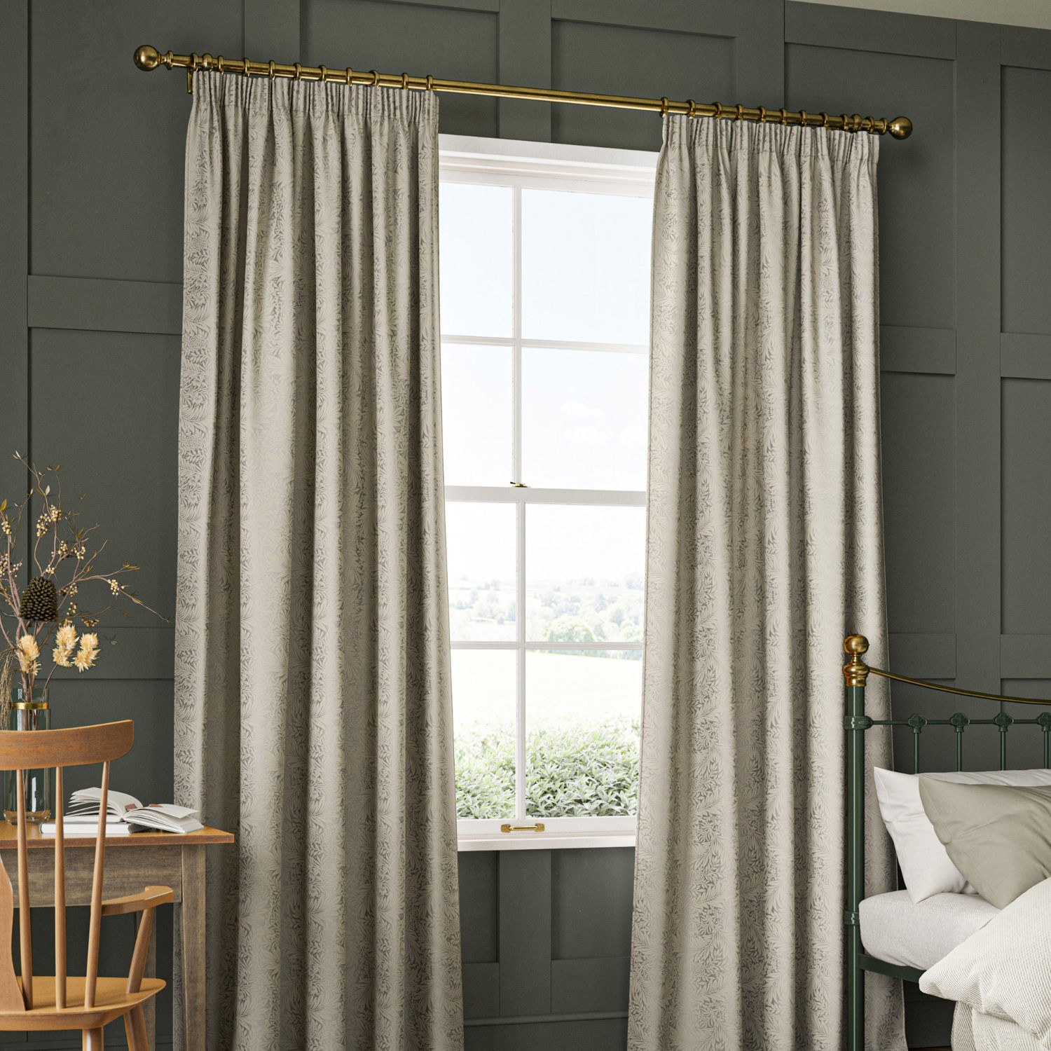 William Morris Larkspur Woven Limestone Curtain