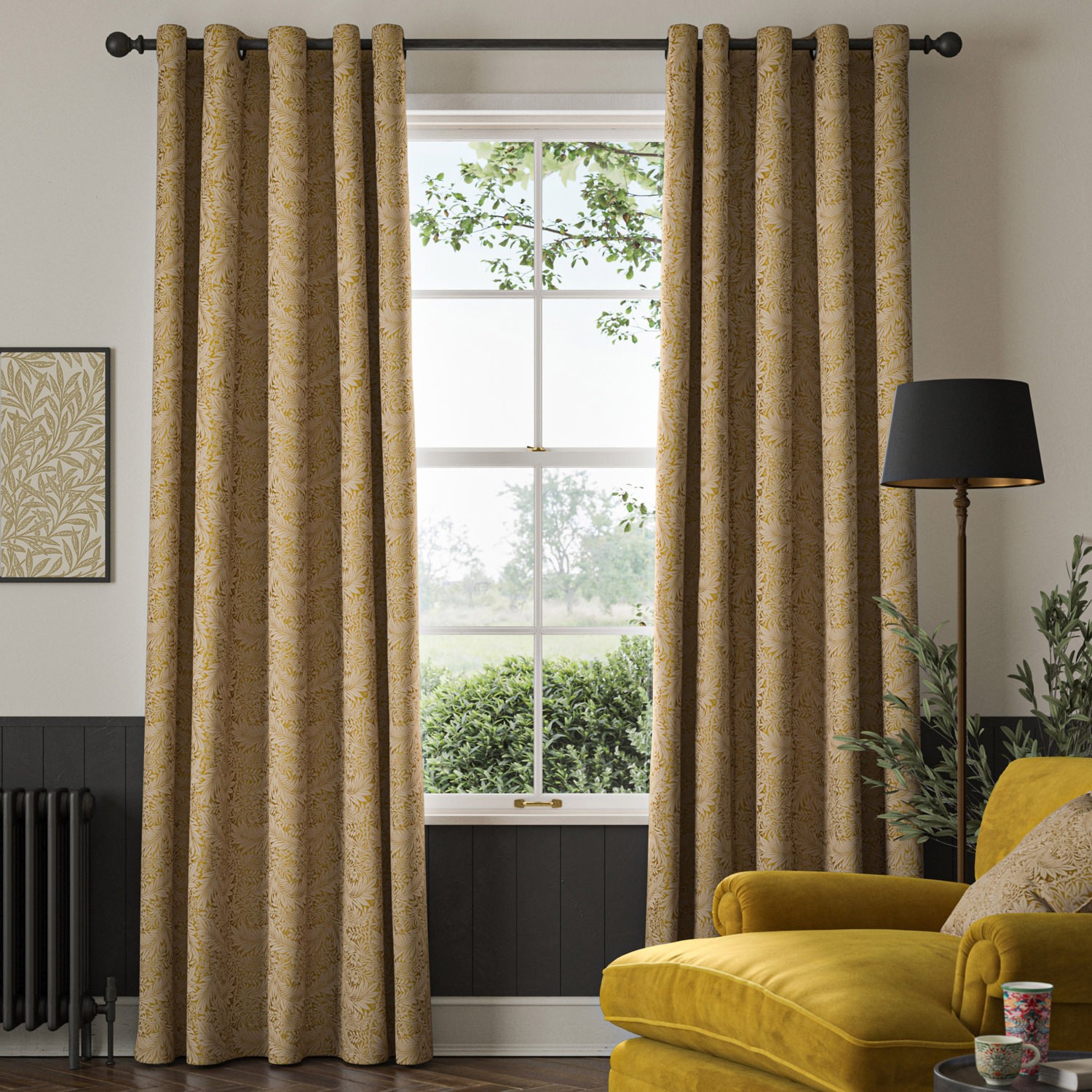 William Morris Larkspur Woven Ochre Curtain