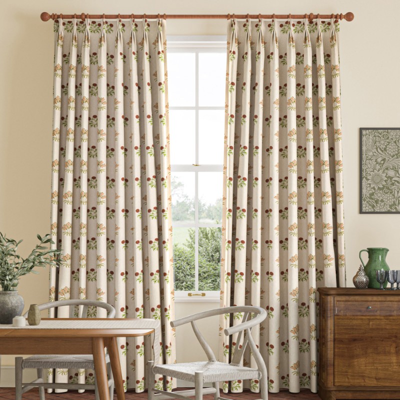 William Morris Lily Flower Embroidery Madder Curtain