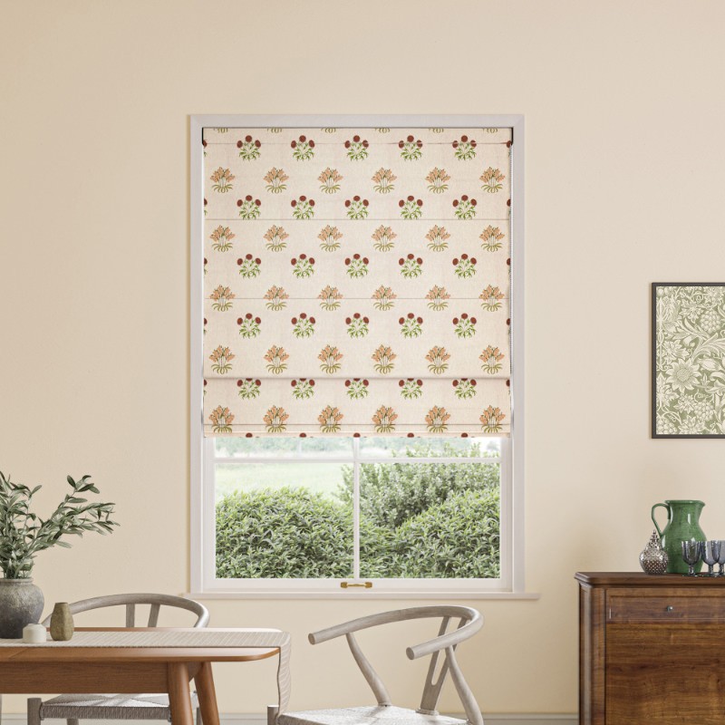 William Morris Lily Flower Embroidery Madder Roman Blind