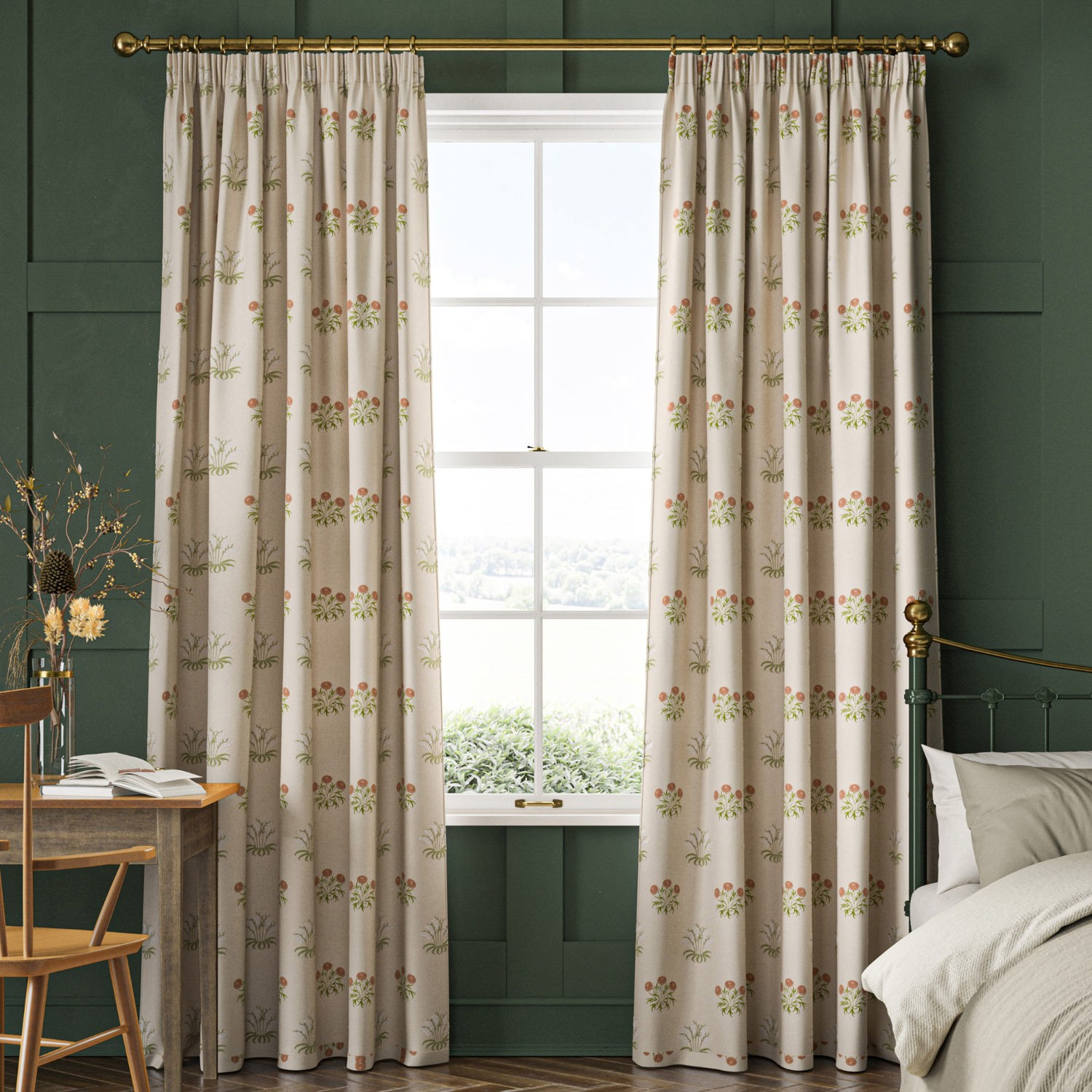 William Morris Lily Flower Embroidery Nettle Curtain