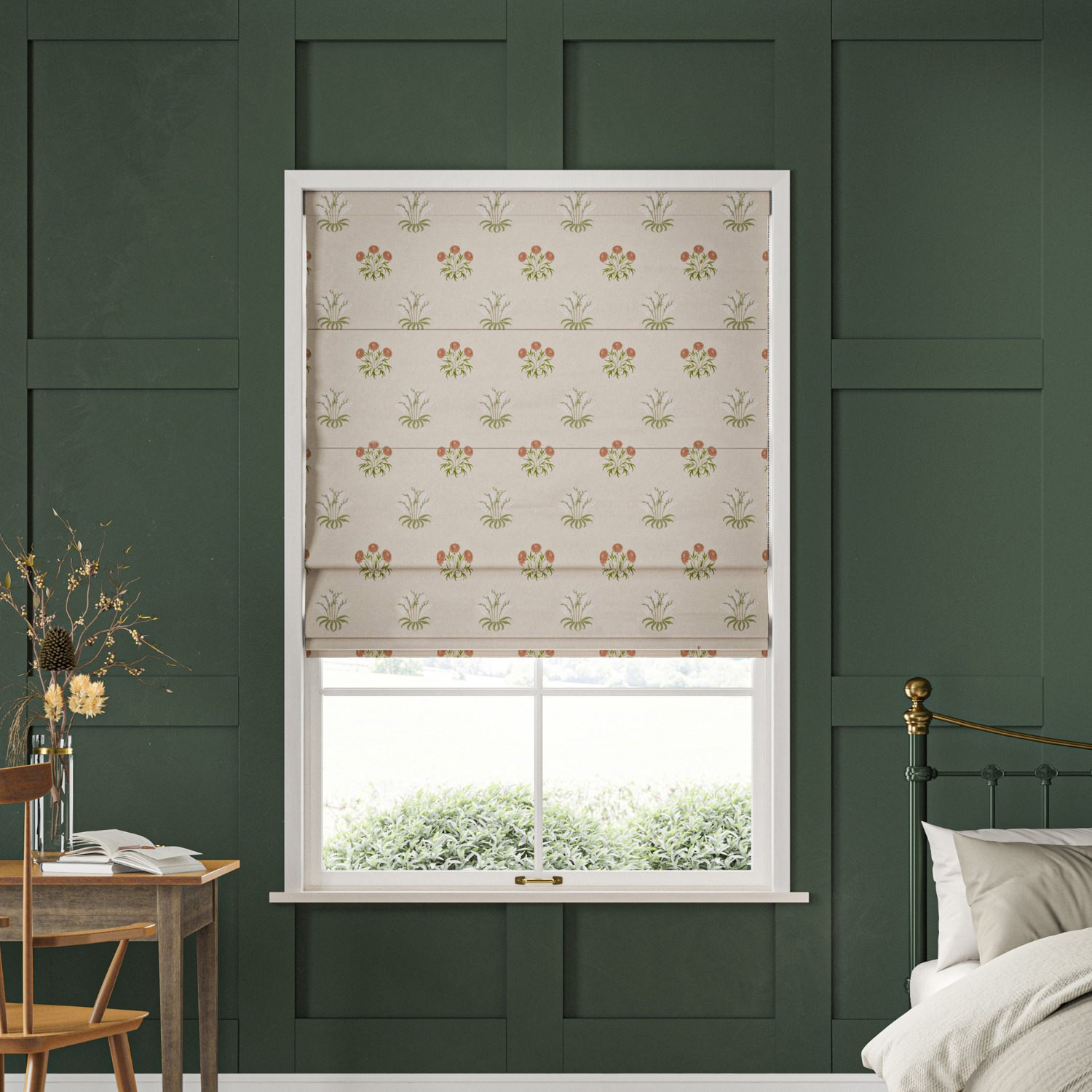 William Morris Lily Flower Embroidery Nettle Roman Blind