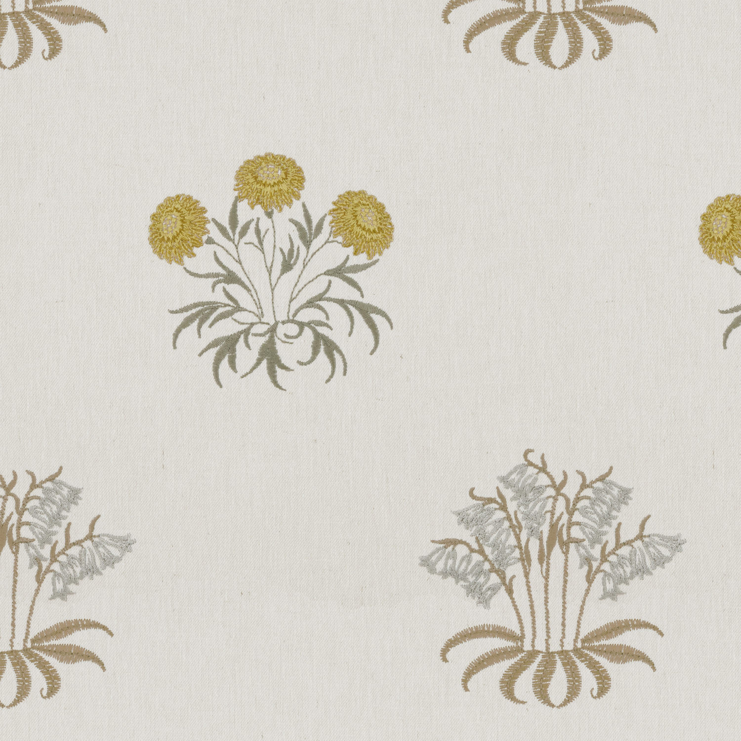 William Morris Lily Flower Embroidery Ochre Curtain