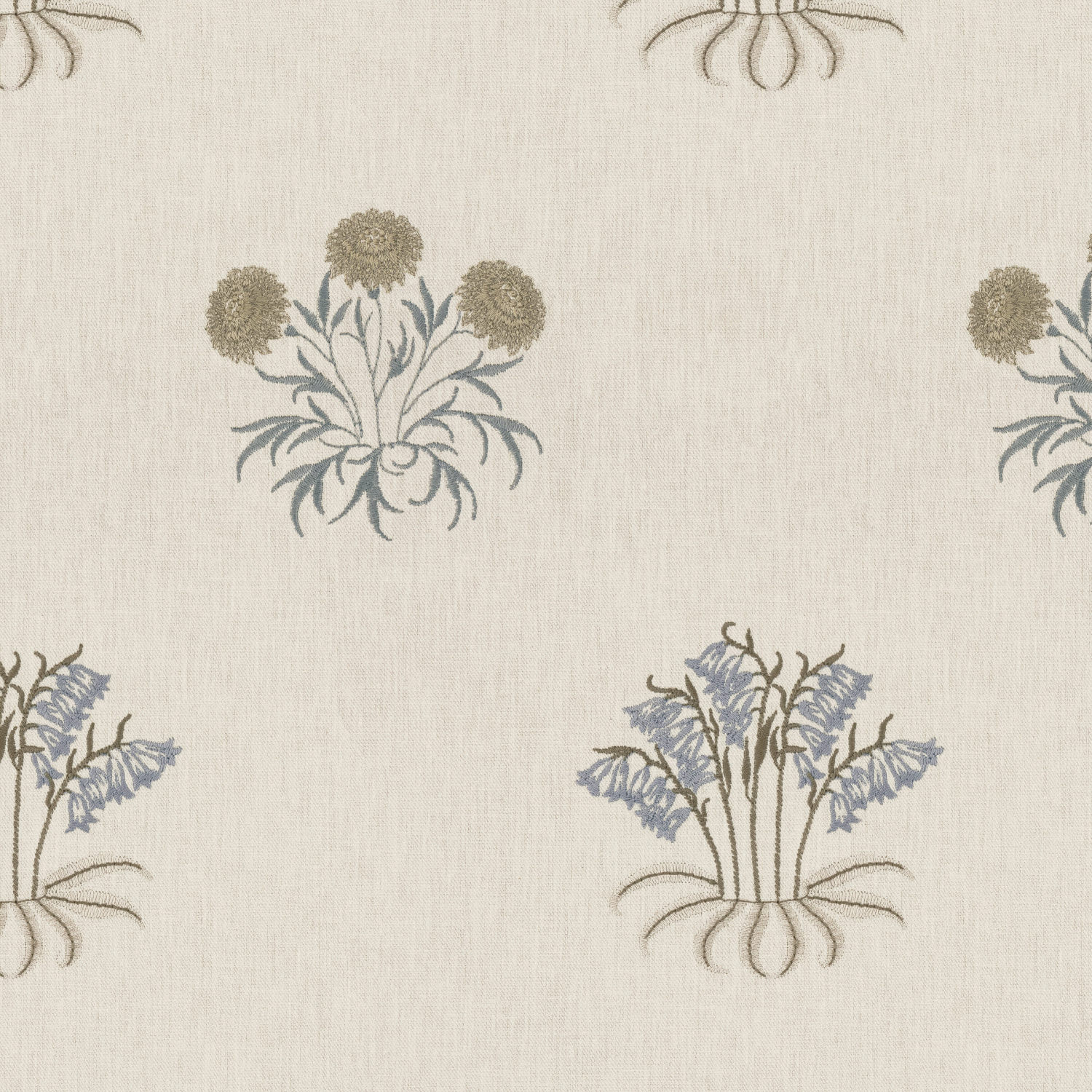 William Morris Lily Flower Embroidery Woad Curtain