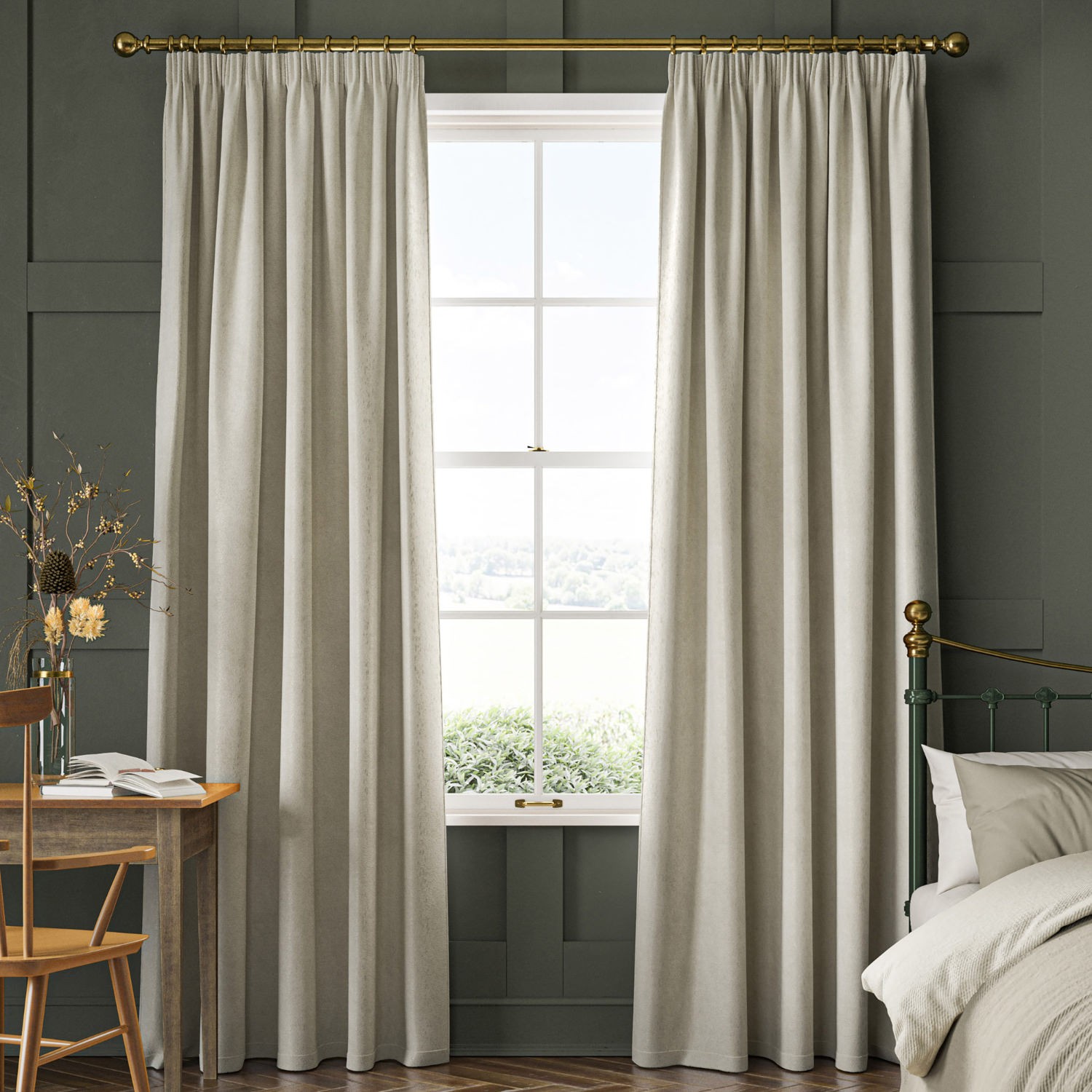William Morris Lodden Embroidery Chalk Curtain