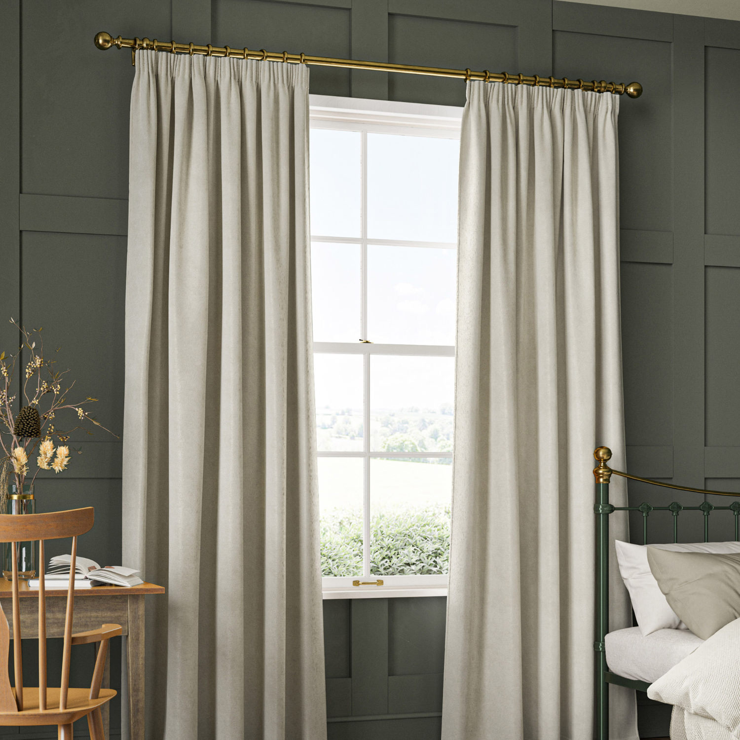 William Morris Lodden Embroidery Chalk Curtain