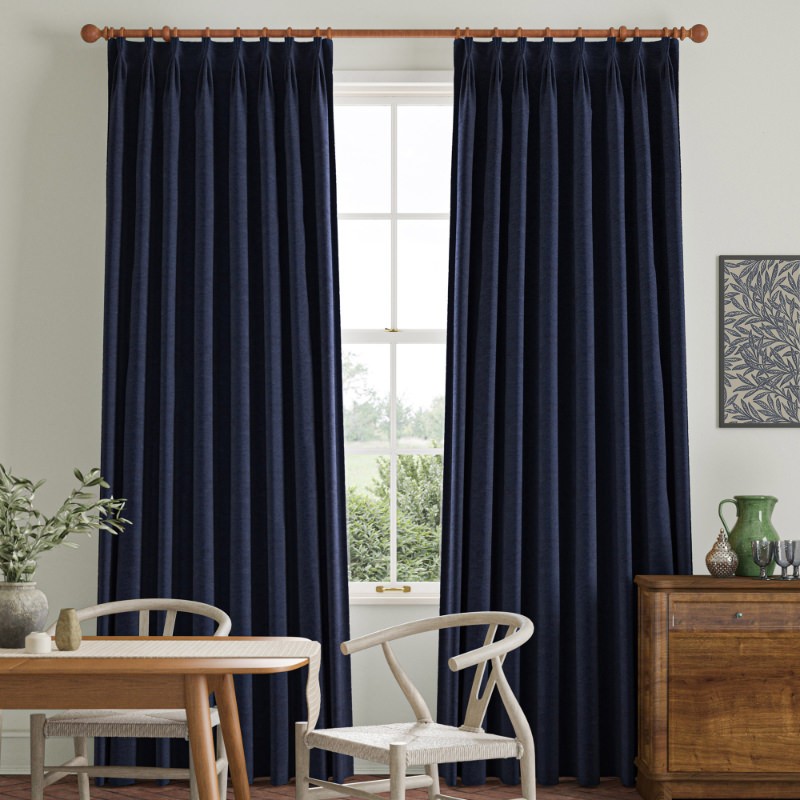 William Morris Lodden Embroidery Indigo Curtain