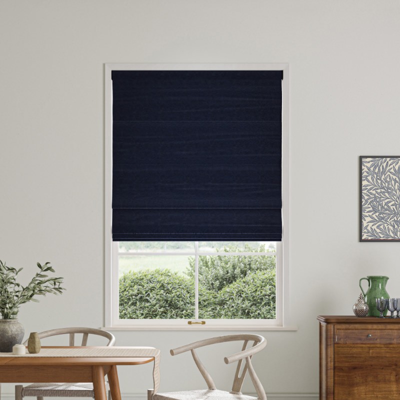 William Morris Lodden Embroidery Indigo Roman Blind