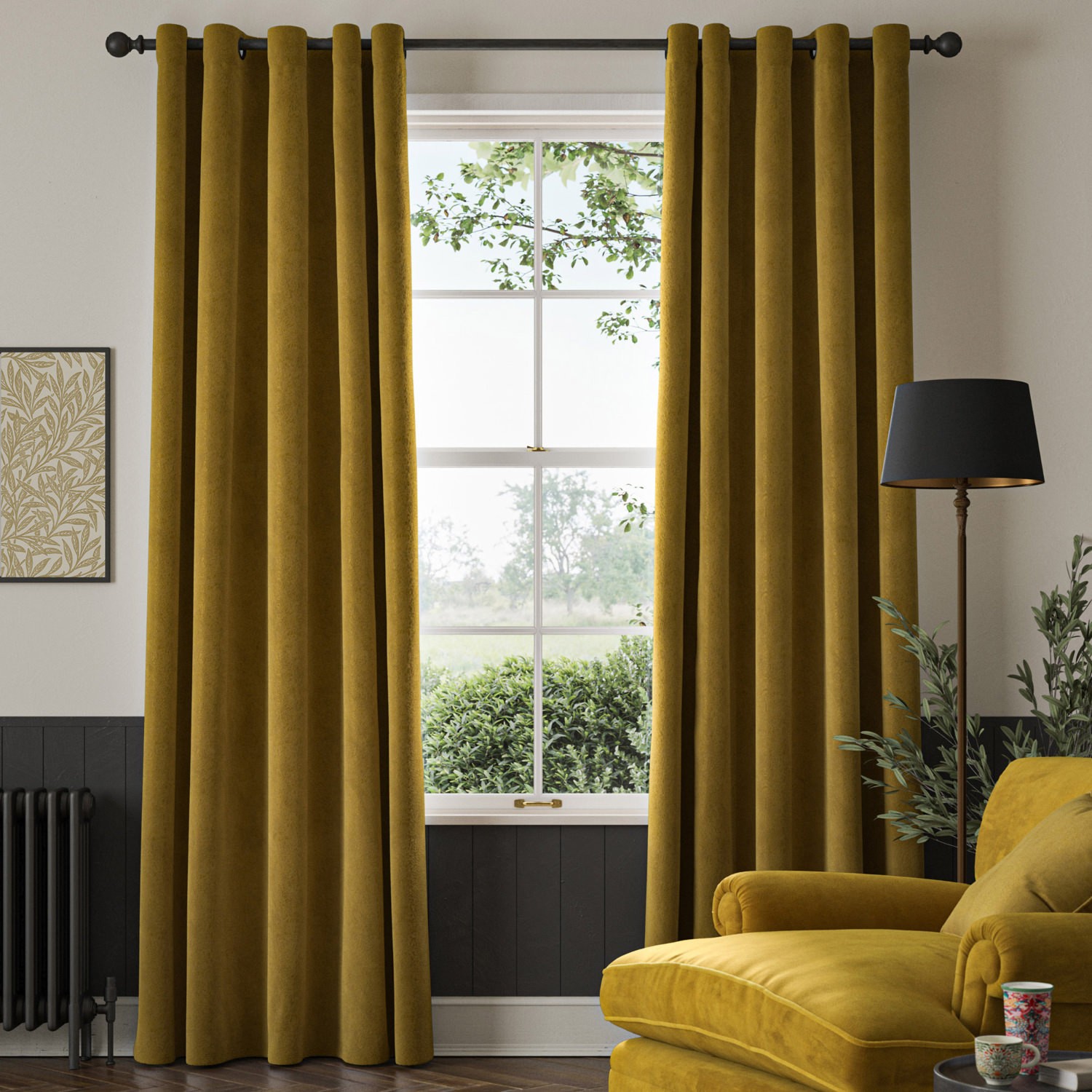 William Morris Lodden Embroidery Ochre Curtain