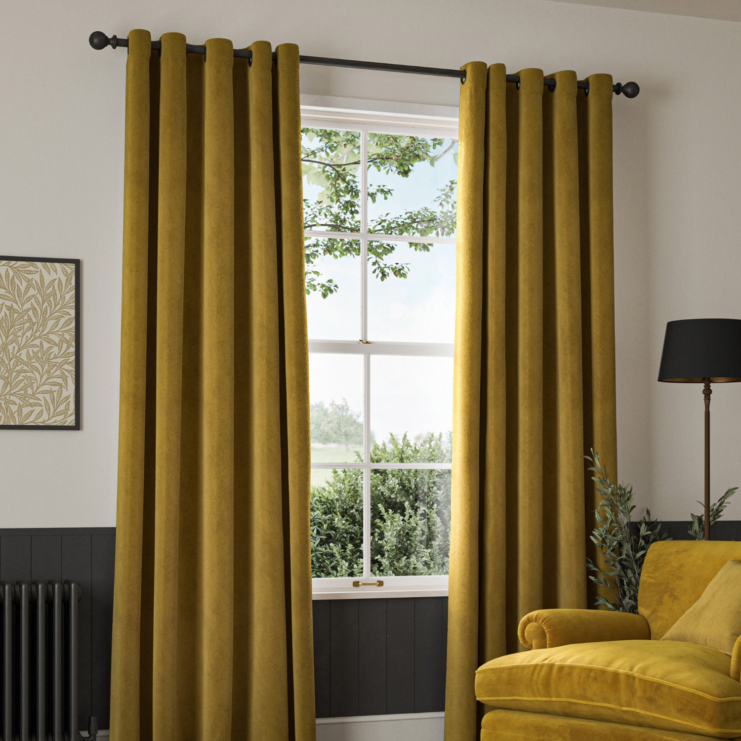 William Morris Lodden Embroidery Ochre Curtain