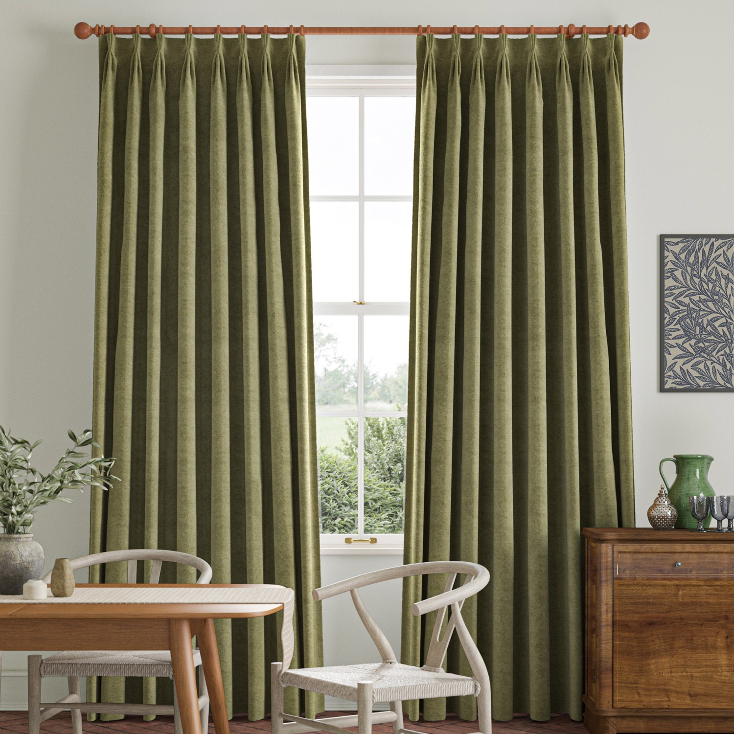 William Morris Lodden Embroidery Sage Curtain
