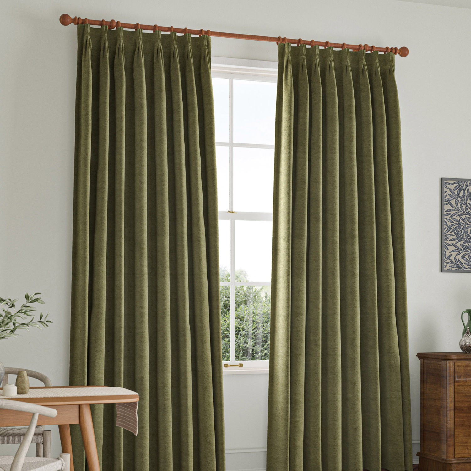 William Morris Lodden Embroidery Sage Curtain