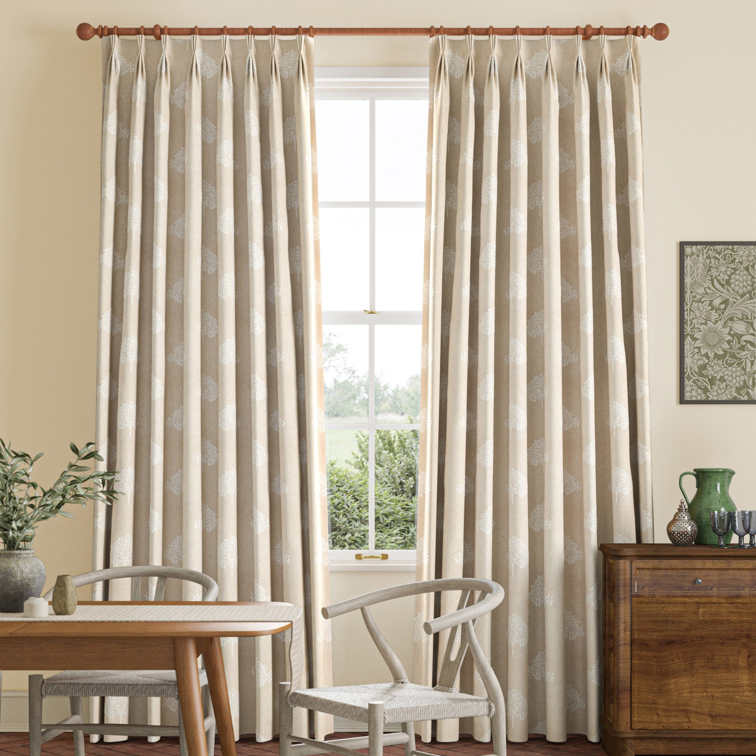 William Morris Marigold Tree Embroidery Chalk Curtains