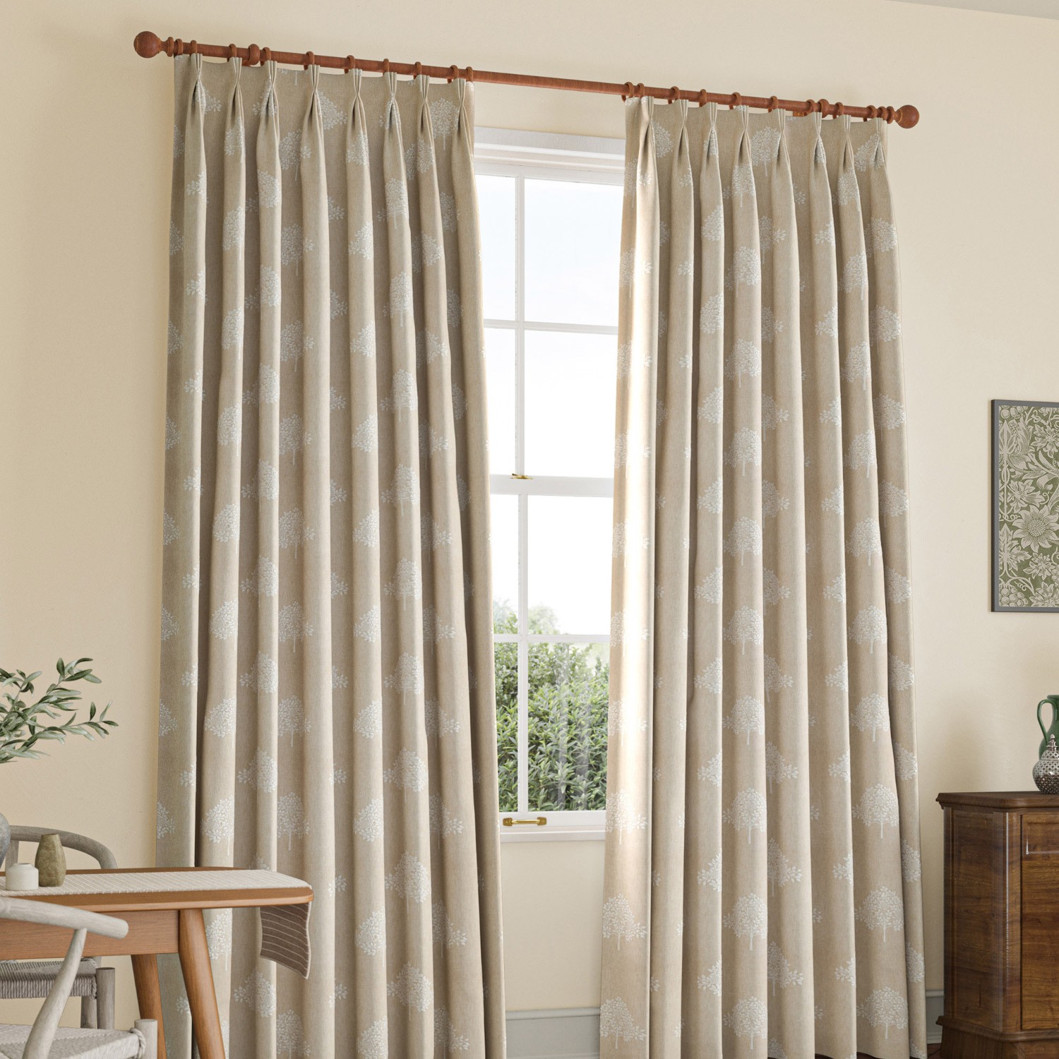 William Morris Marigold Tree Embroidery Chalk Curtain