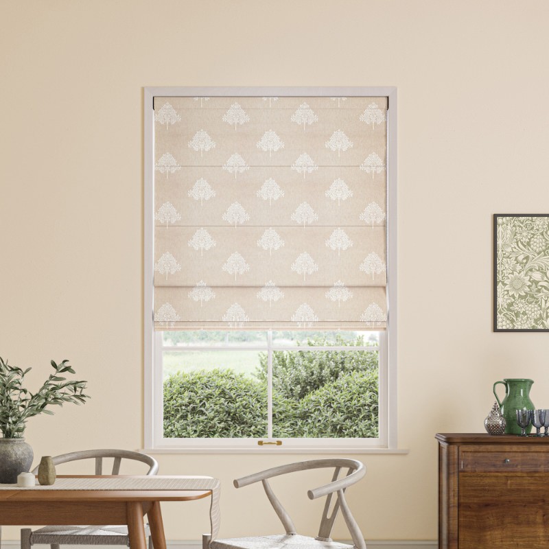 William Morris Marigold Tree Embroidery Chalk Roman Blind