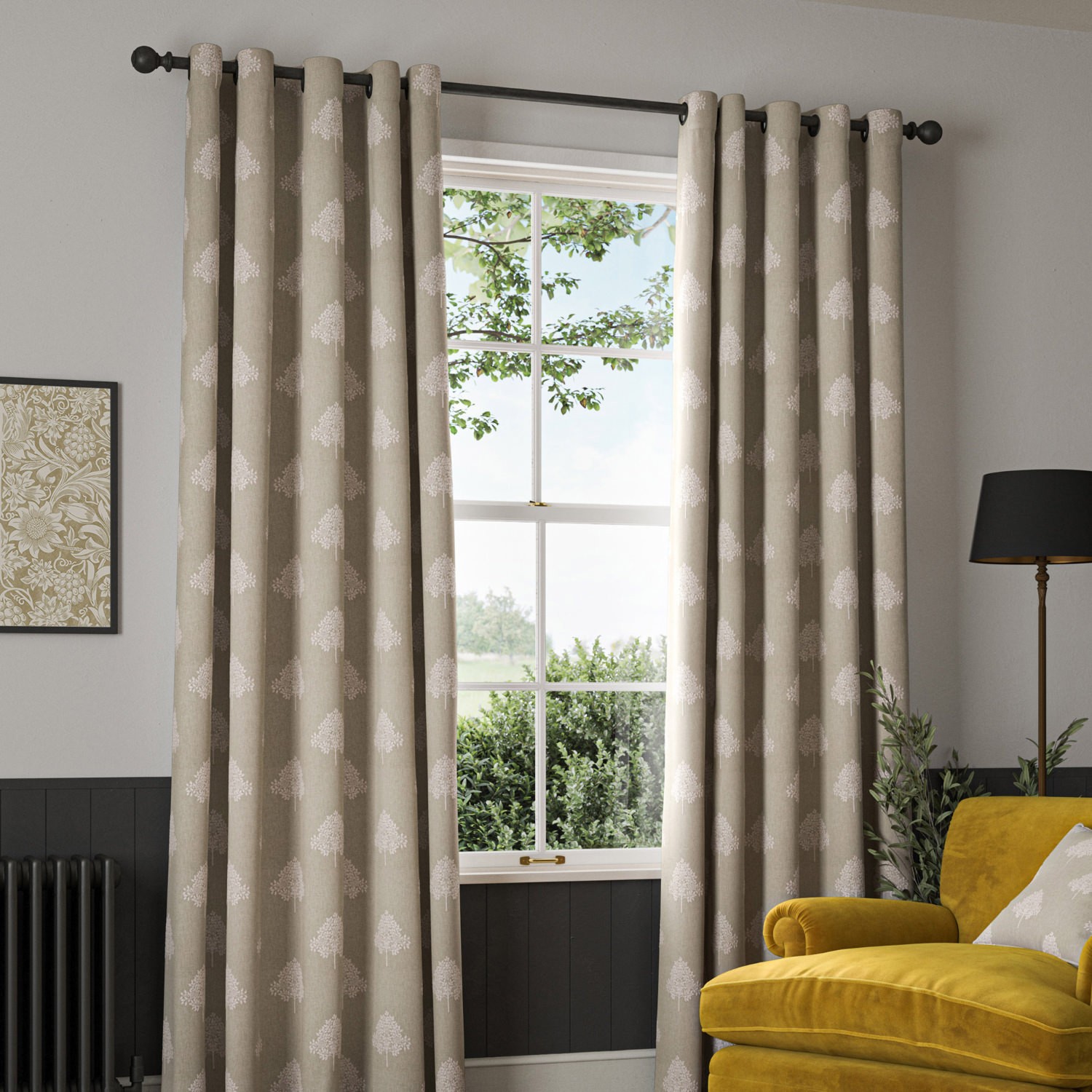 William Morris Marigold Tree Embroidery Linen Curtain