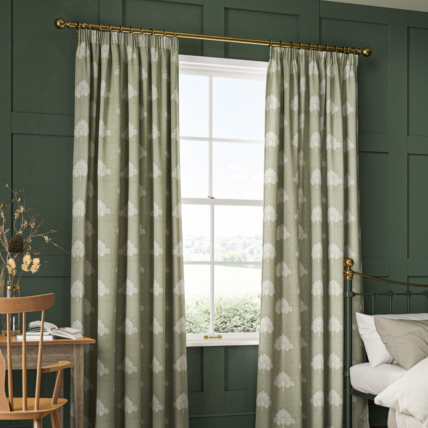William Morris Marigold Tree Embroidery Nettle Curtain