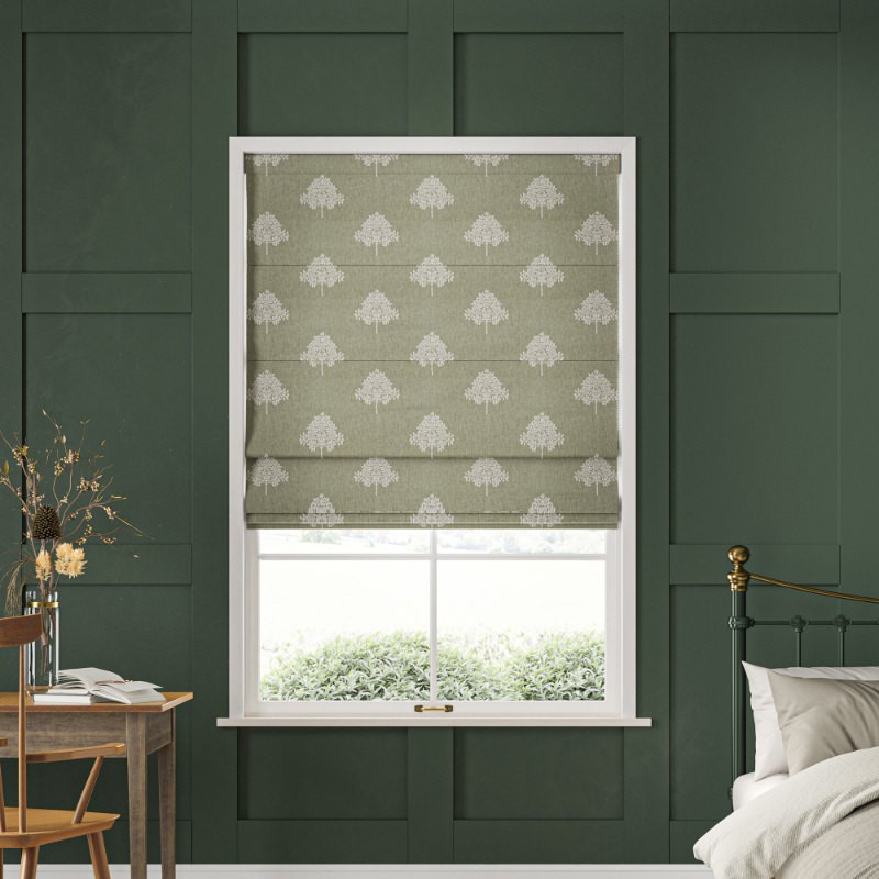 William Morris Marigold Tree Embroidery Nettle Roman Blind