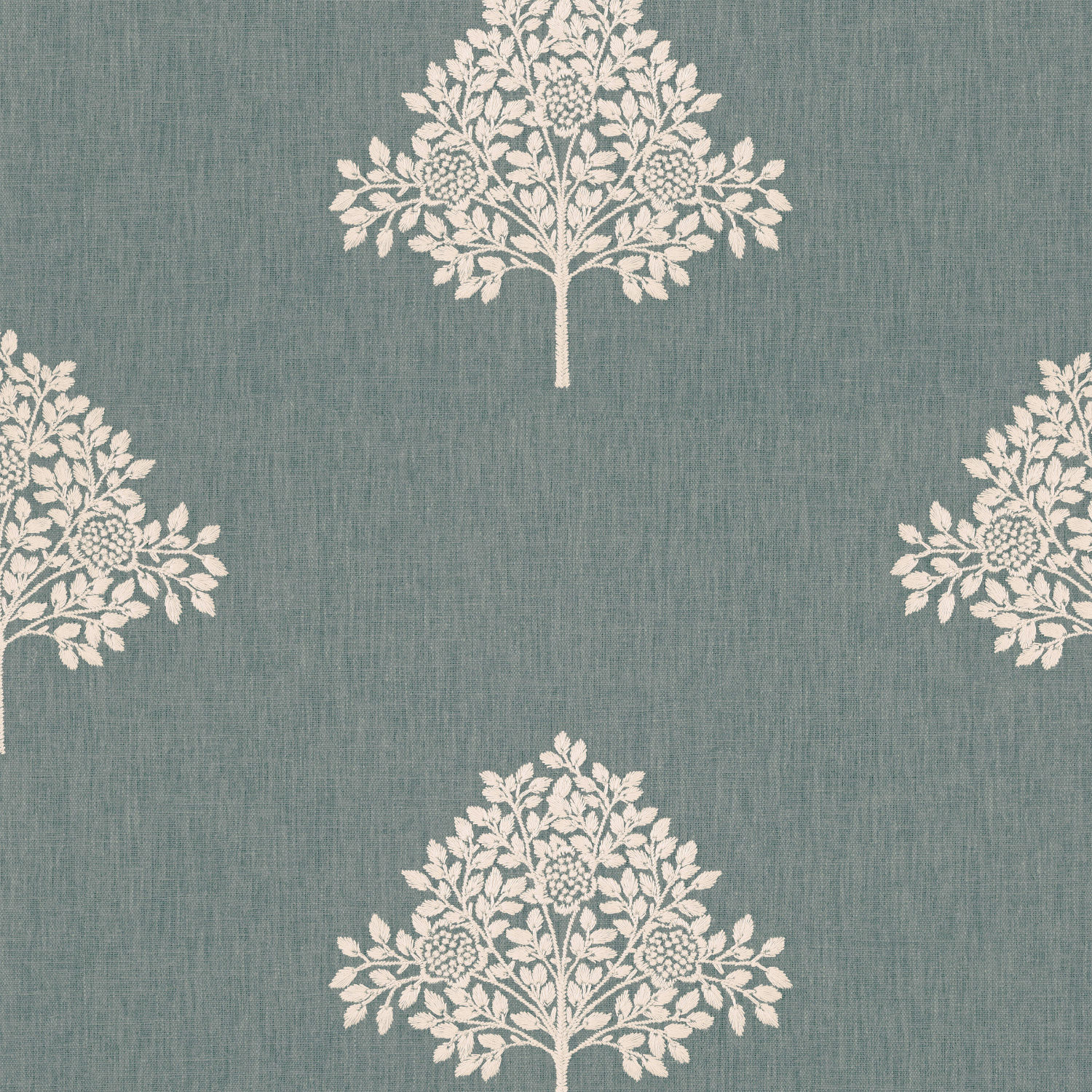 William Morris Marigold Tree Embroidery Woad Curtain