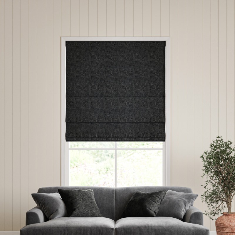 William Morris Marigold Velvet Charcoal Roman Blind