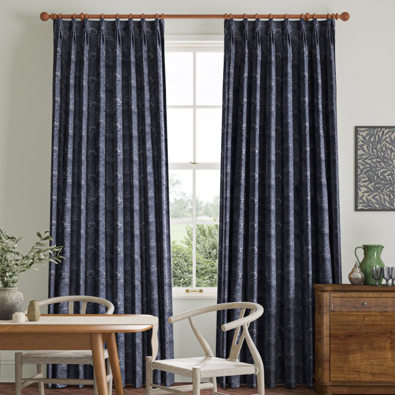 William Morris Marigold Velvet Indigo Curtain