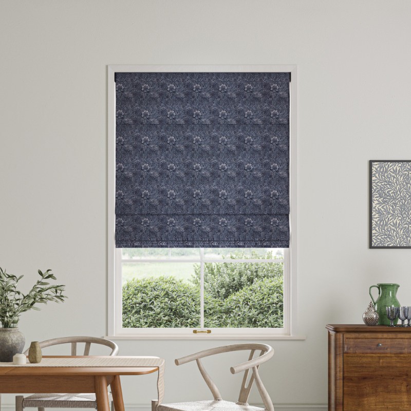 William Morris Marigold Velvet Indigo Roman Blind
