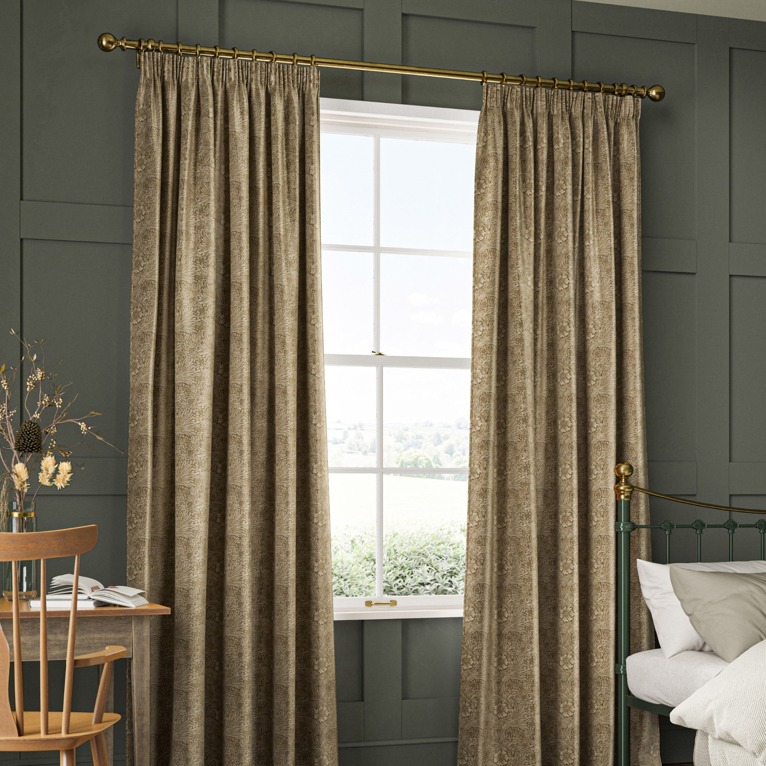 William Morris Marigold Velvet Jute Curtain
