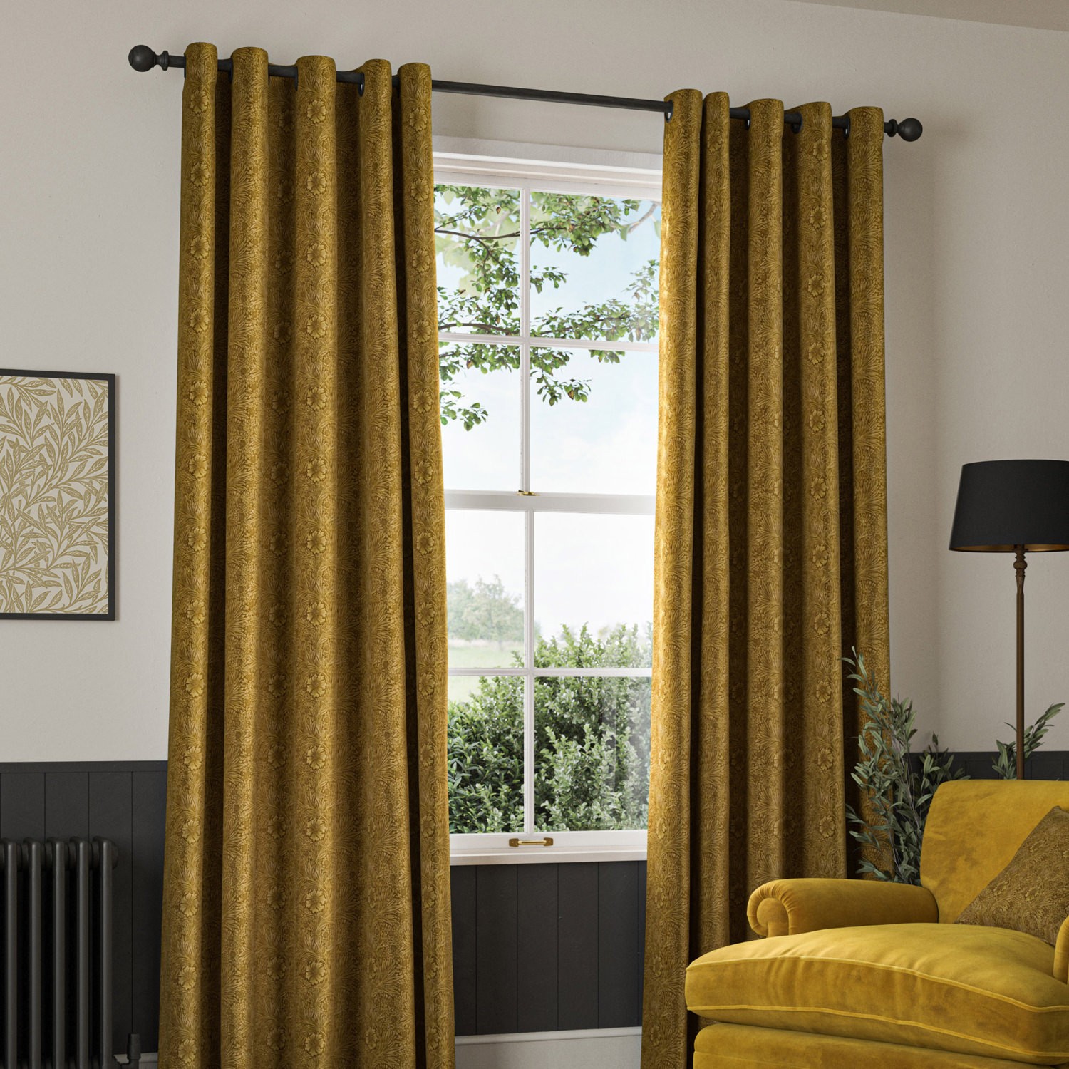 William Morris Marigold Velvet Ochre Curtain