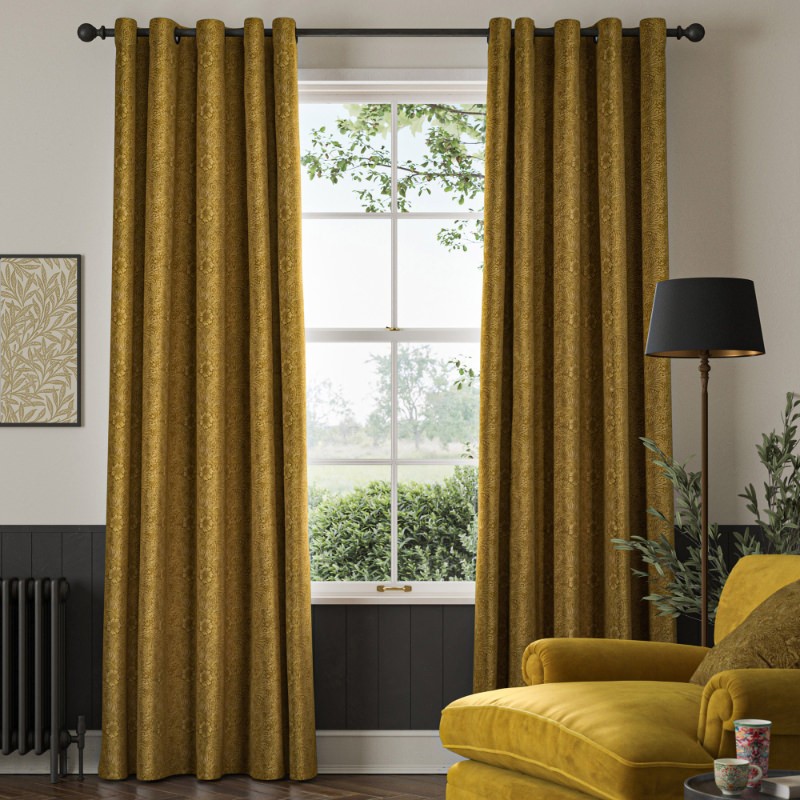 William Morris Marigold Velvet Ochre Curtains