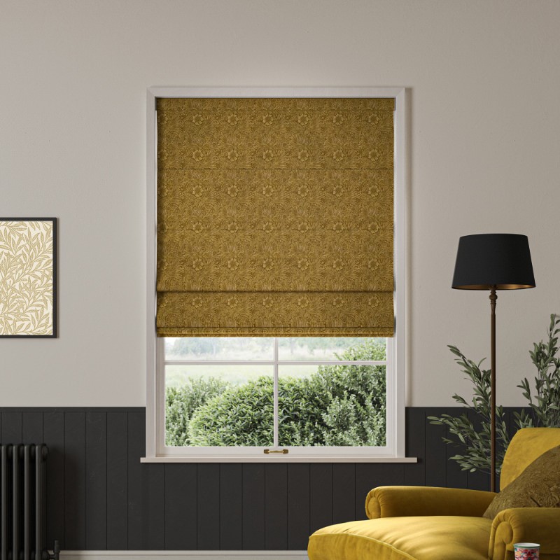 William Morris Marigold Velvet Ochre Roman Blind