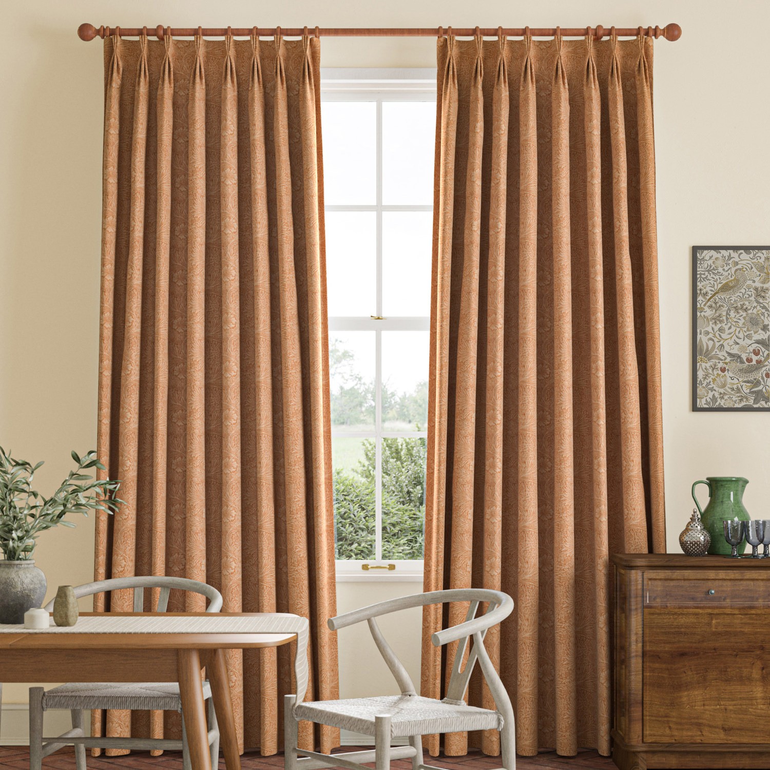 William Morris Marigold Woven Madder Curtain