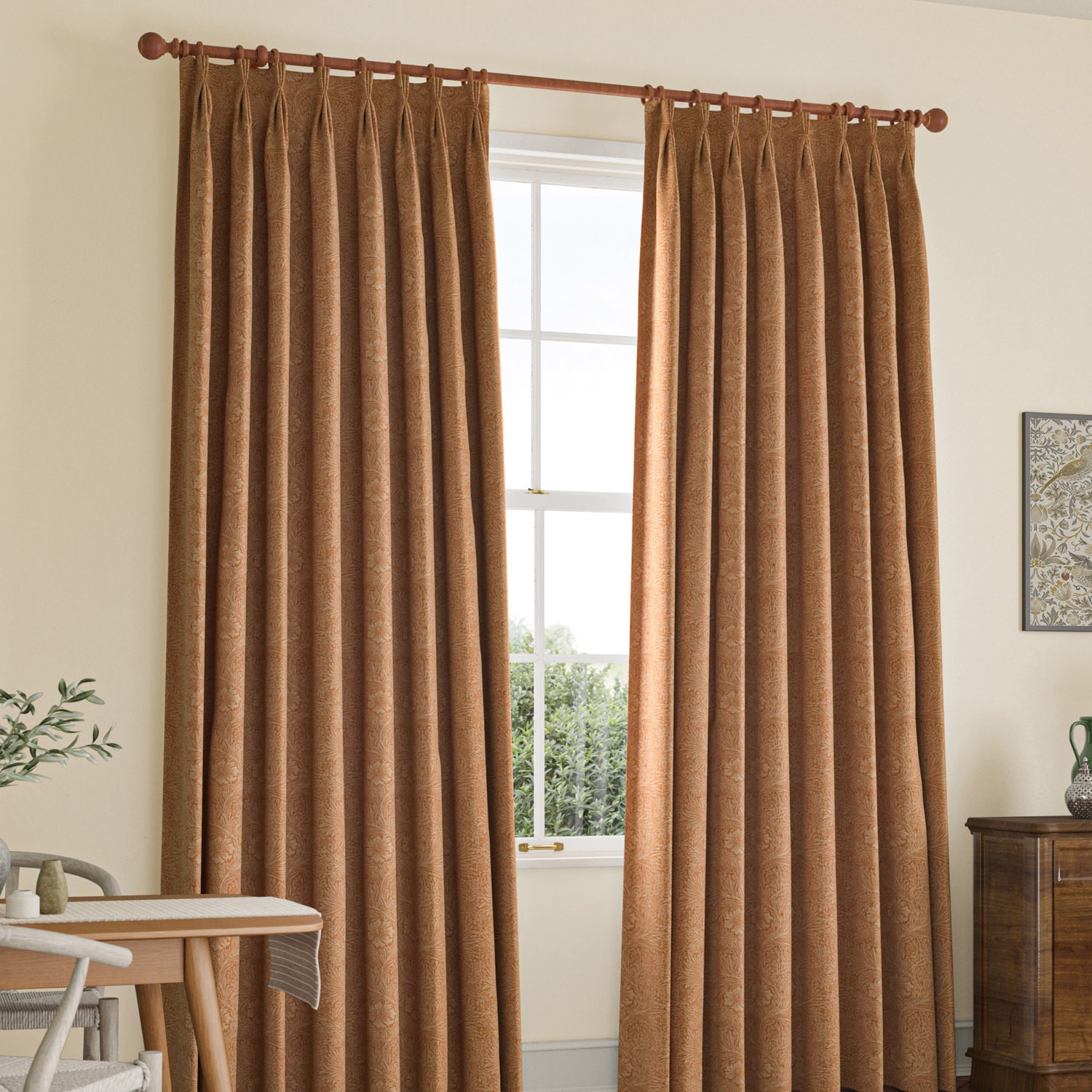 William Morris Marigold Woven Madder Curtain
