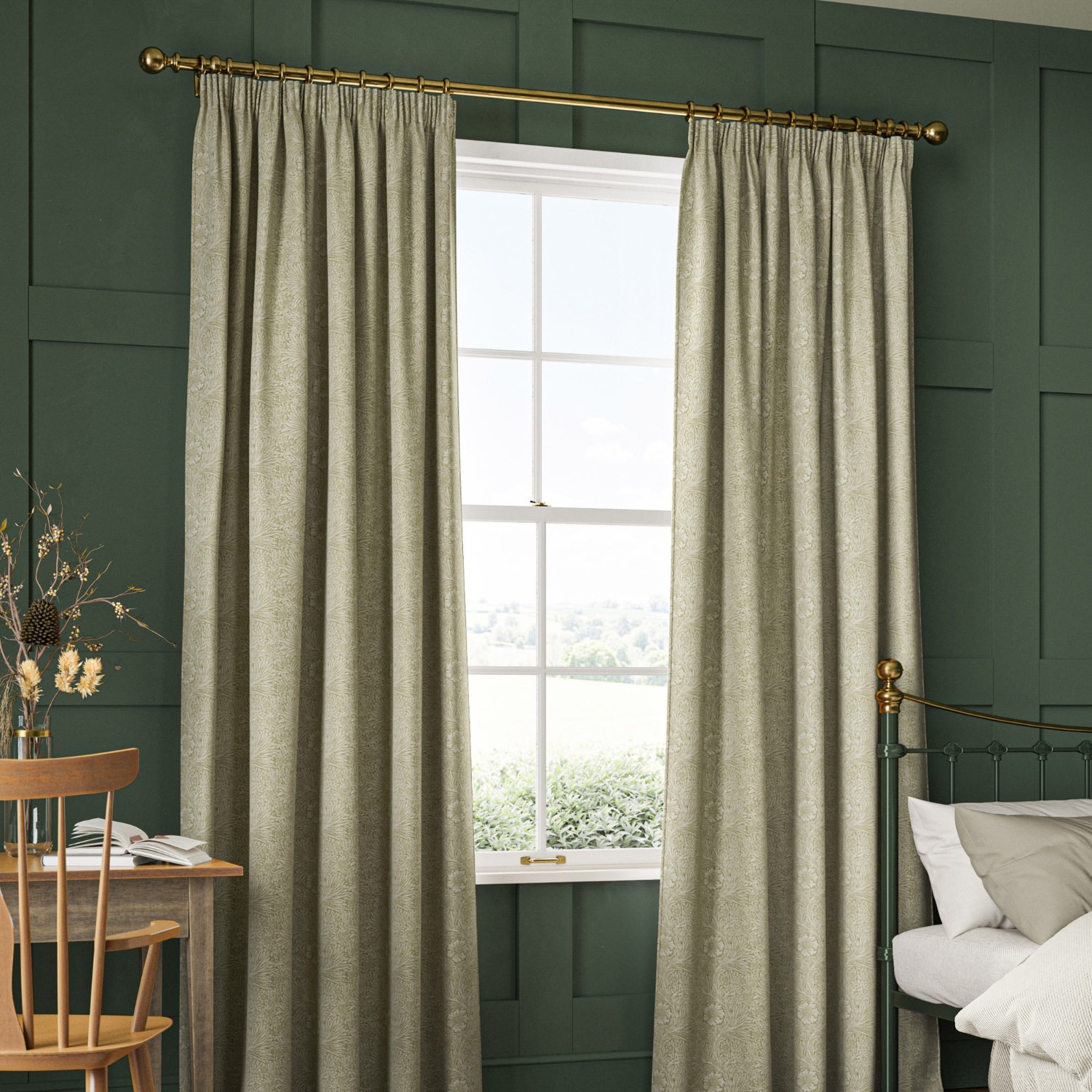 William Morris Marigold Woven Nettle Curtain