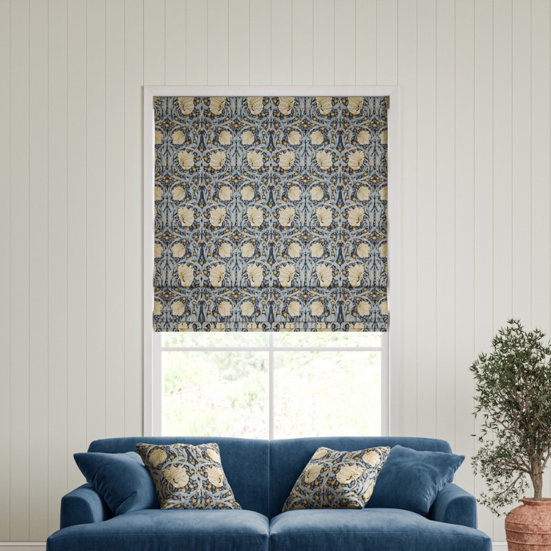William Morris Pimpernel Indigo Roman Blind